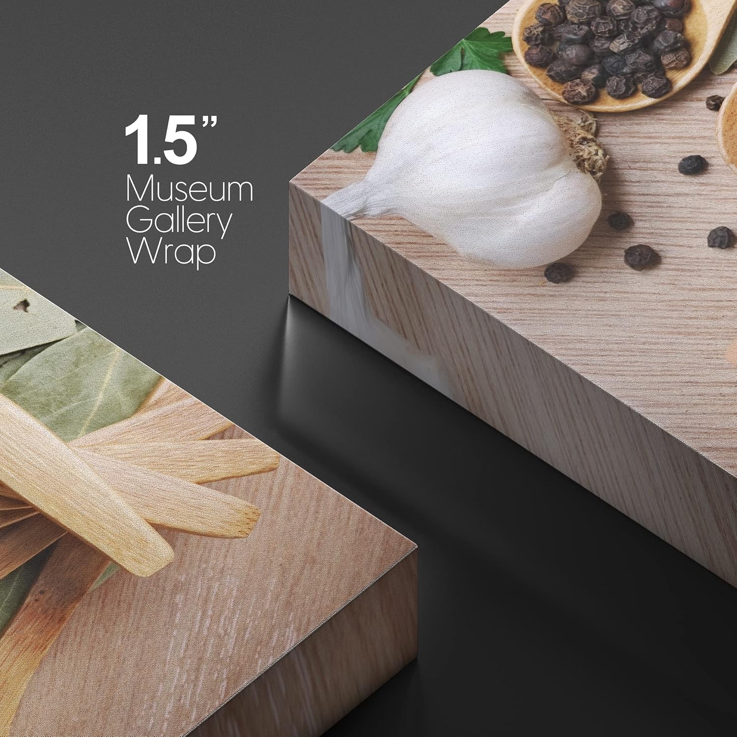 Canvas Prints Wall Art - Still Life Various of Spices in Wooden Spoon Food/Kitchen Concept | Modern Wall Decor/Home Decoration Stretched Gallery Canvas Wrap Giclee Print & Ready to Hang - 16" x 24"