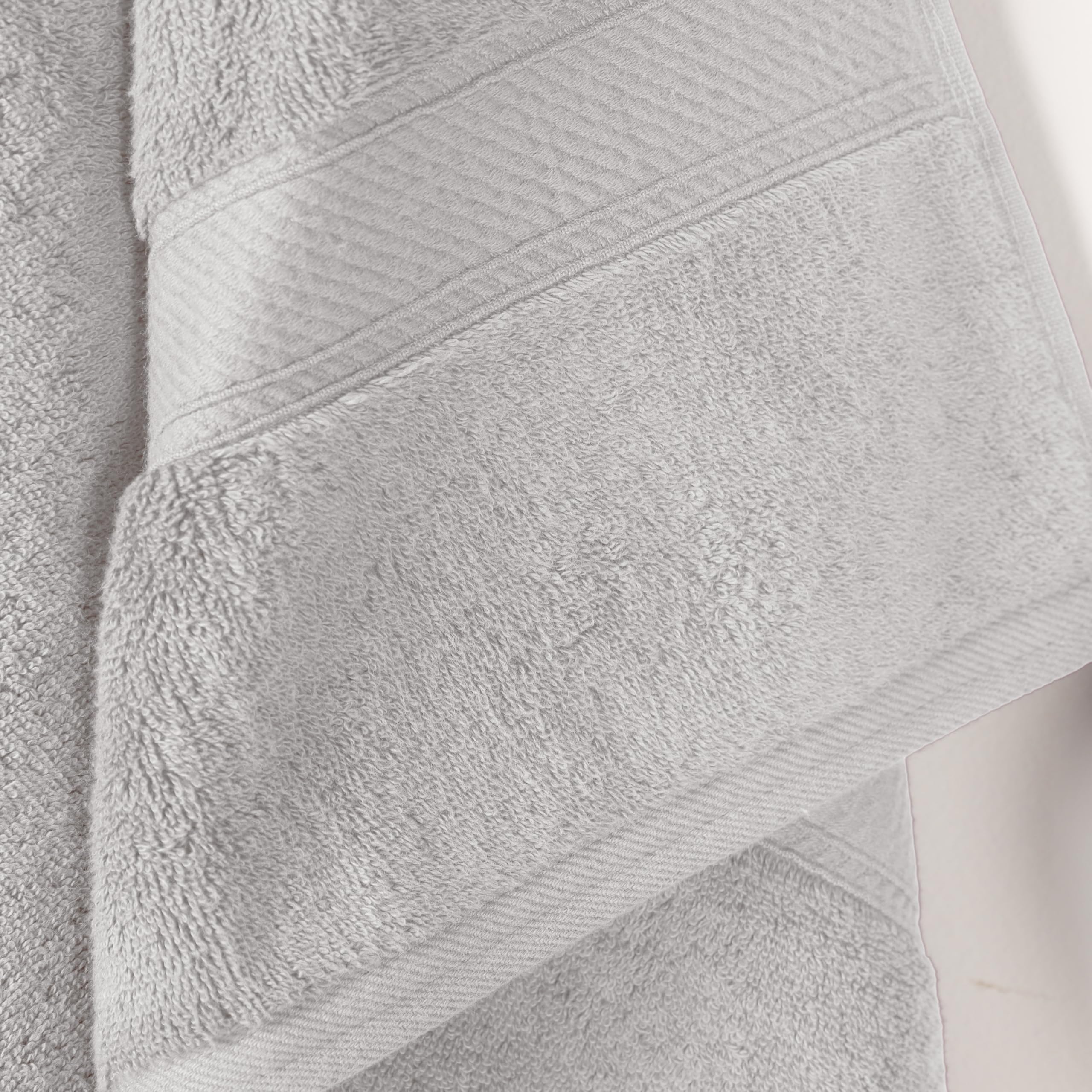 Superior Lot de 2 draps de Bain en Coton égyptien Ultra Doux, épais, Pelucheux et Absorbant, pour Salle de Bain d'invités, hôtel, Spa - Argenté