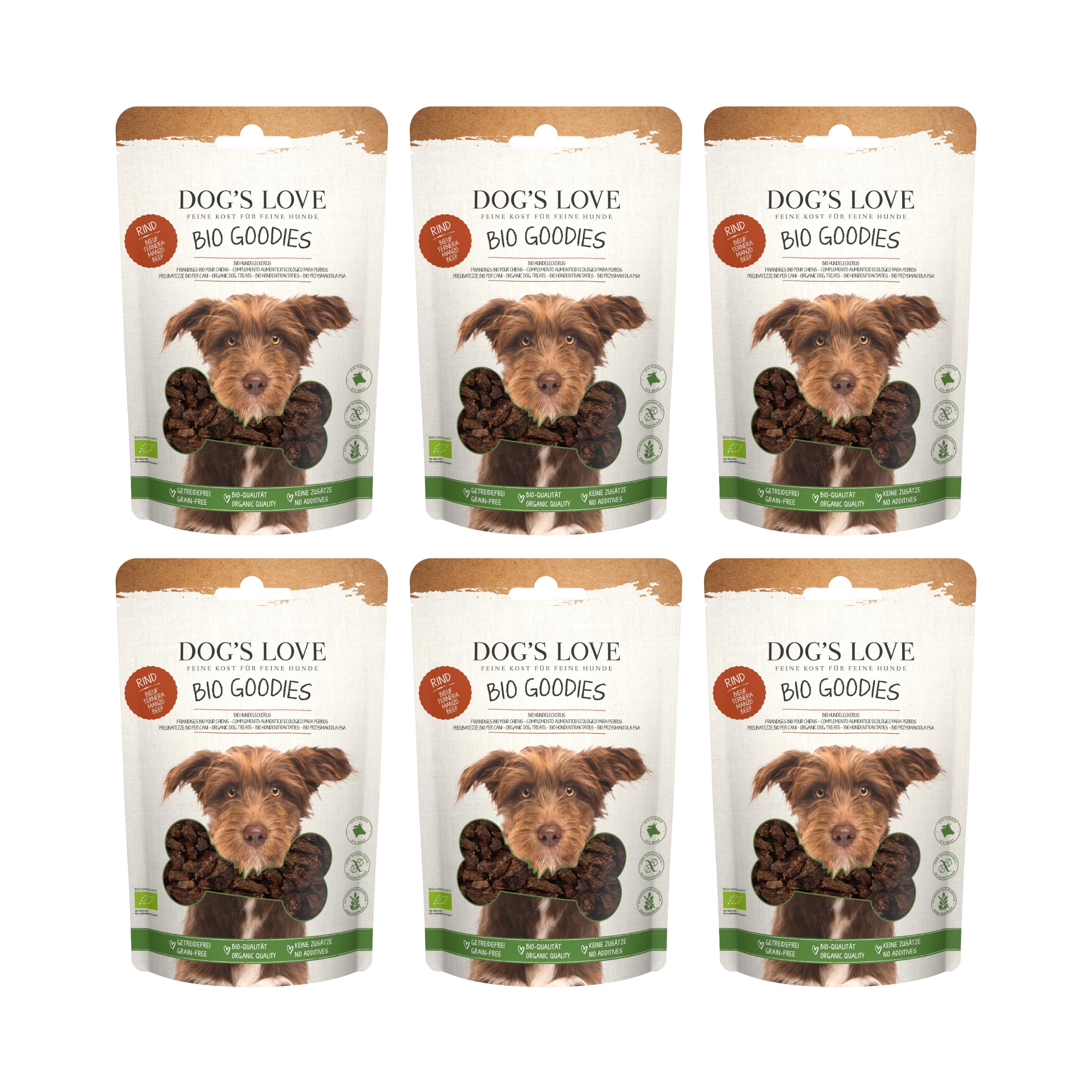 DOG'S LOVE Hunde-Goodies Bio Rind 6 x 150g | ohne Getreide & Zucker