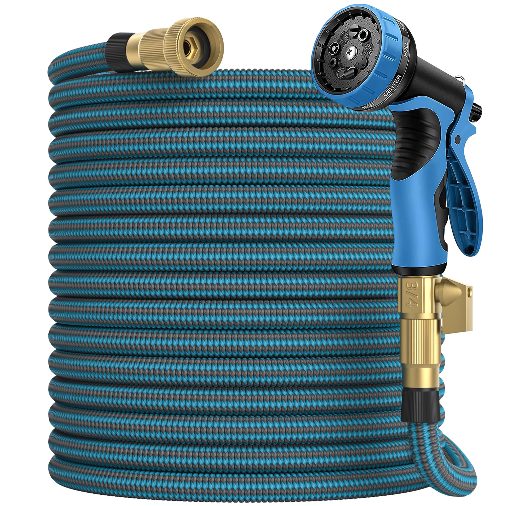 75 ft Expandable Garden Hose with 10 Function Spray Nozzle - New Patented Water Hose with 40 Layers of Innovative Nano Rubber - Lightweight, Durable, Flexible, 75ft Retractable Stretch Hose