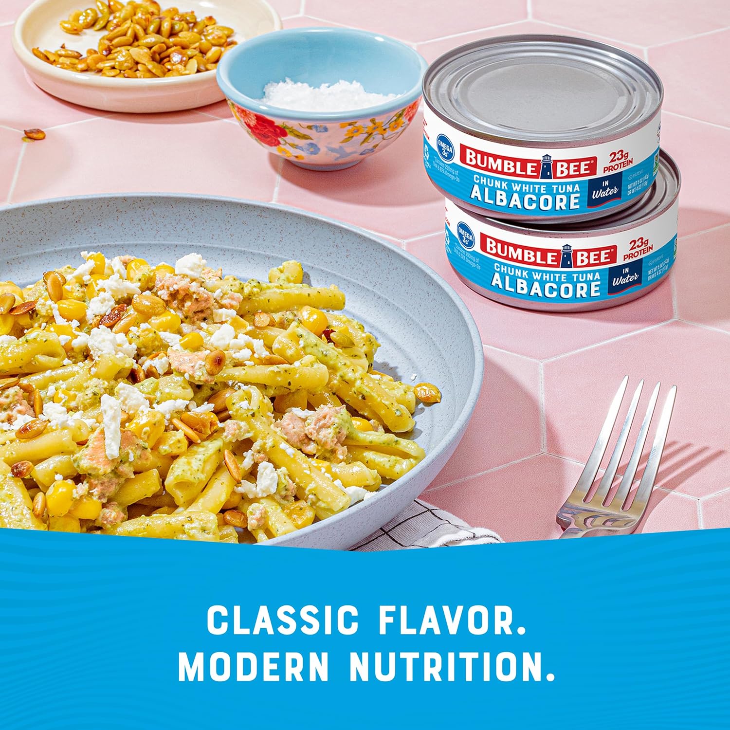 Bumble Bee Chunk White Albacore Tuna in Water, 12 oz Can (Pack of 12) - Wild Caught Tuna - 18g Protein per Serving, High in Omega-3s - Non-GMO Project Verified, Gluten Free, Kosher