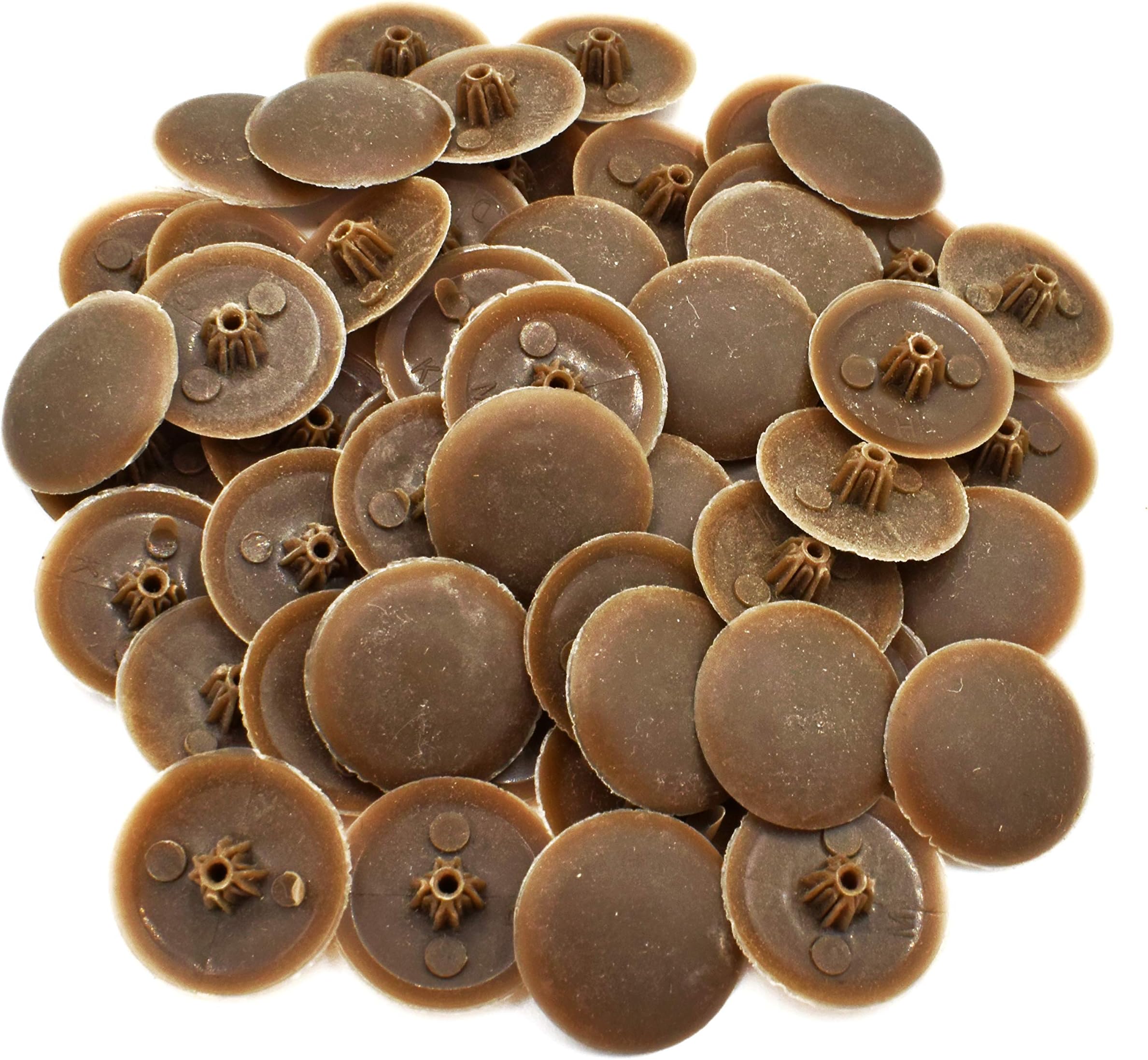 Snap-On Bifix Cover Caps to Use with Phillips Ph2 & Pozidrive Pz2 Pozi Screws - Pack of 50 Biffix Covers : Sepia Brown