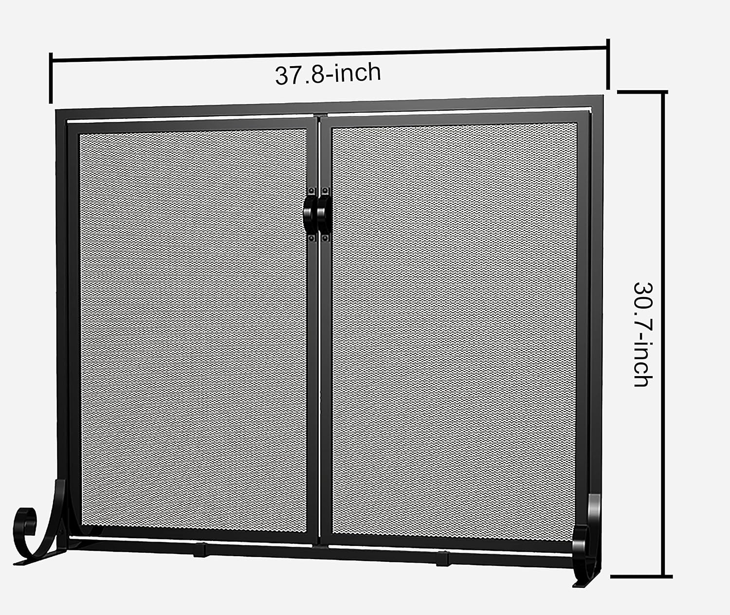 Fire Beauty Fireplace Screen with Hinged Doors, Powder Coated Steel Frame, Metal Mesh, Handcrafted Solid Steel,Decorative Design