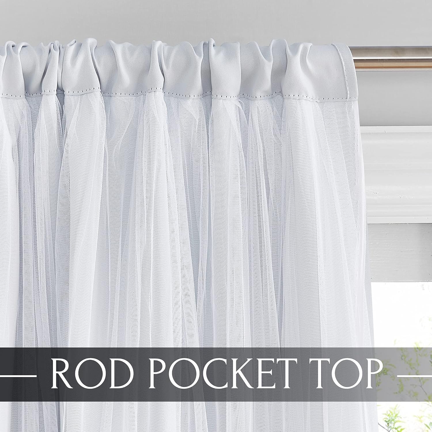 PONY DANCE White Double Curtains - Curtains 84 Inches Long with Sheer Elegance Window Panels for Living Room with Extra Tie-Backs, 52"x84", Greyish White, 2 PCs