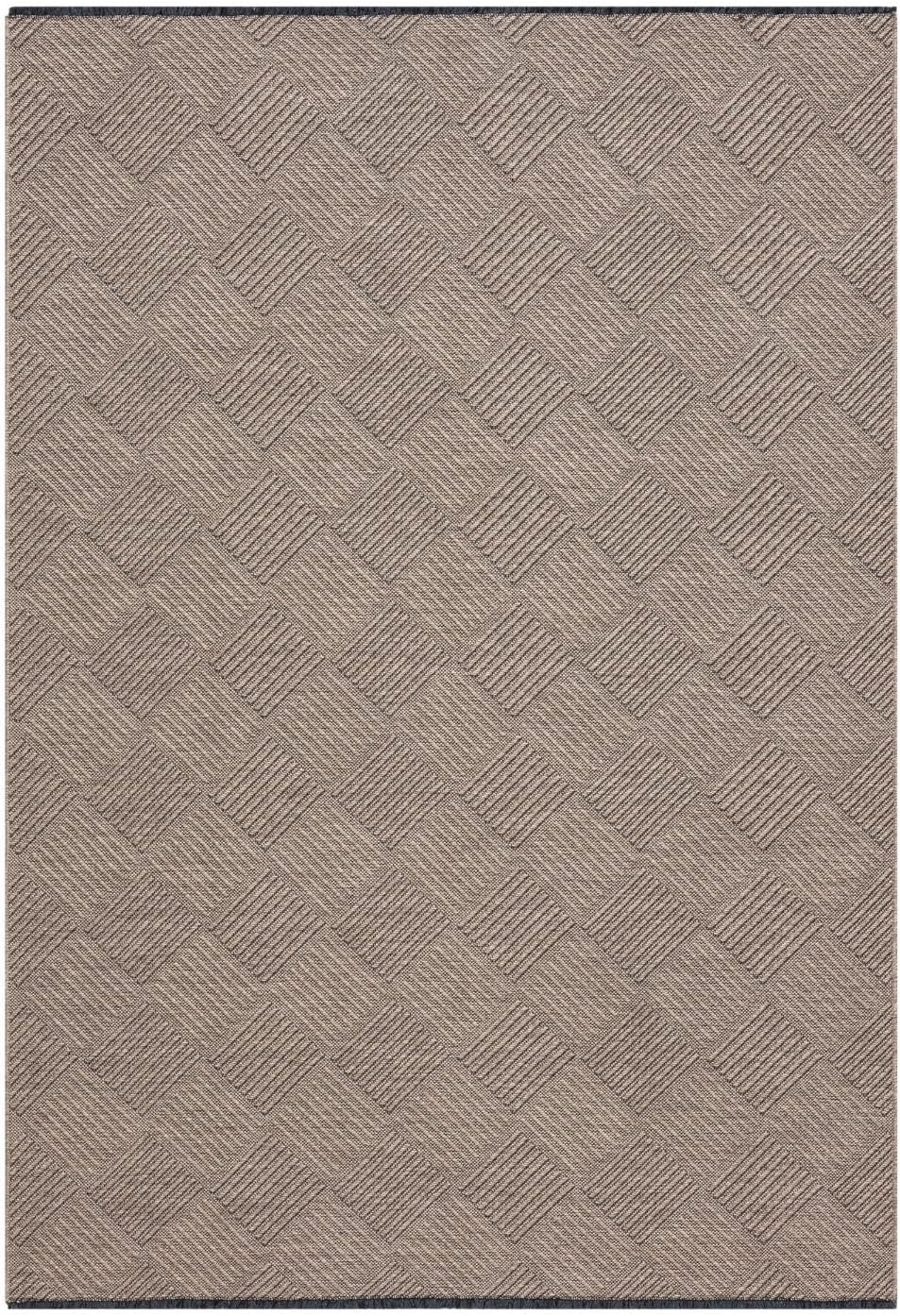 LUXE WEAVERS Modern Checkered Non-Slip Brown 9x12 Washable Area Rug, Geometric Textured Carpet