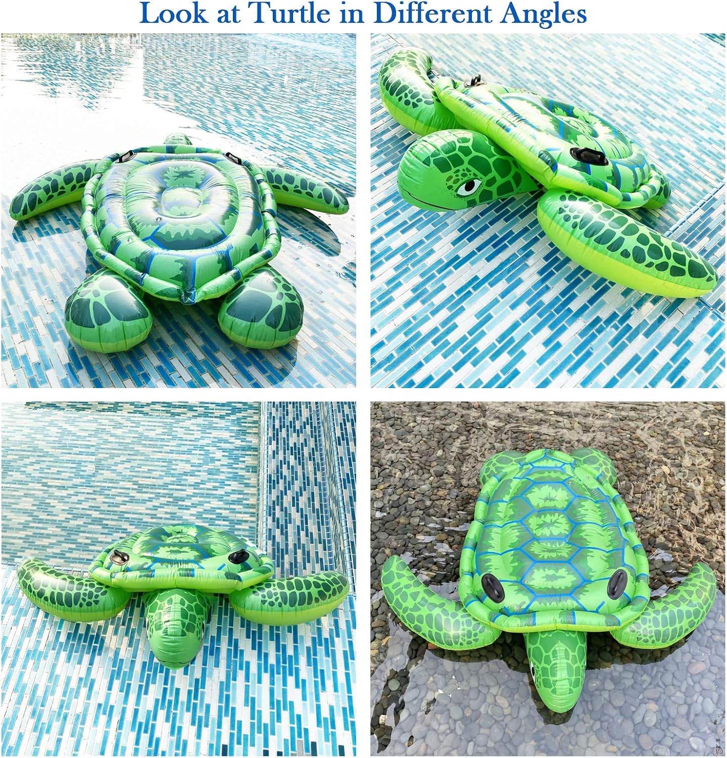 ALLADINBOX Inflatable Giant Turtle Pool Float , 65'' X 65'' Inflatable Pool Raft Lounge, Ride On Swim Party Toys Fun Beach Animal Float Toy Floating Mat for Adult