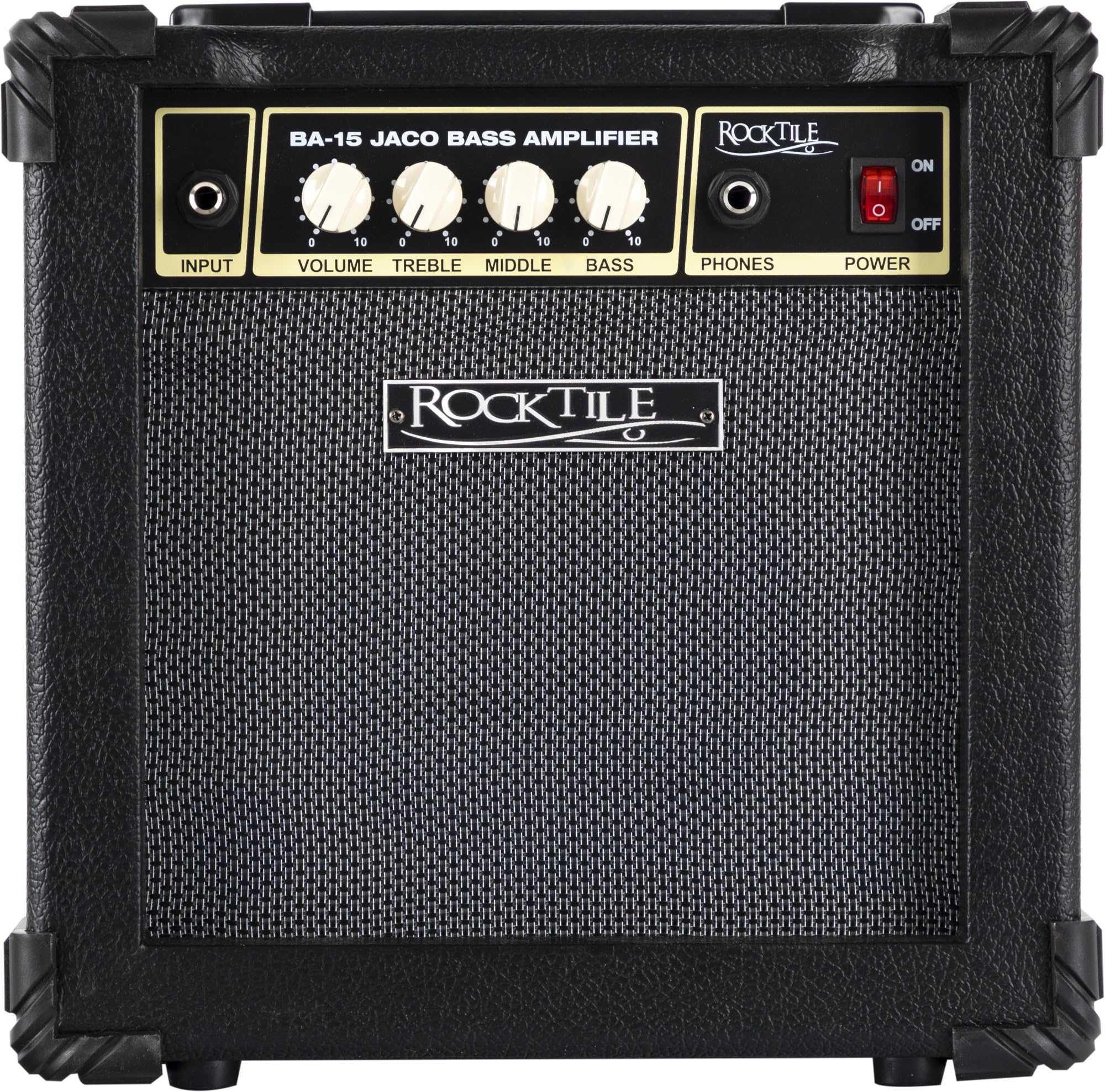 Rocktile BA-15 Jaco Basscombo (Amplificador Combo para bajo con 15 vatios, para Bajos Activos y pasivos, Altavoz de 6,5") Negro