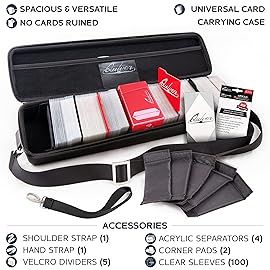 Quiver Time Black Quiver Card Carrying Case - TCG Cards Deck Box Holder for Trading Cards, MTG Bag Playing Card Case (+Wrist & Shoulder Strap, Dividers, Separators, Corner Pads + 100 Apollo Sleeves)