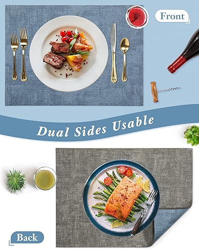 Miniatura 2 de SUEH DESIGN Manteles de cuero reversibles para mesa, juego de 6, resistentes al calor, impermeables, antideslizantes, para mesa de comedor y fiestas