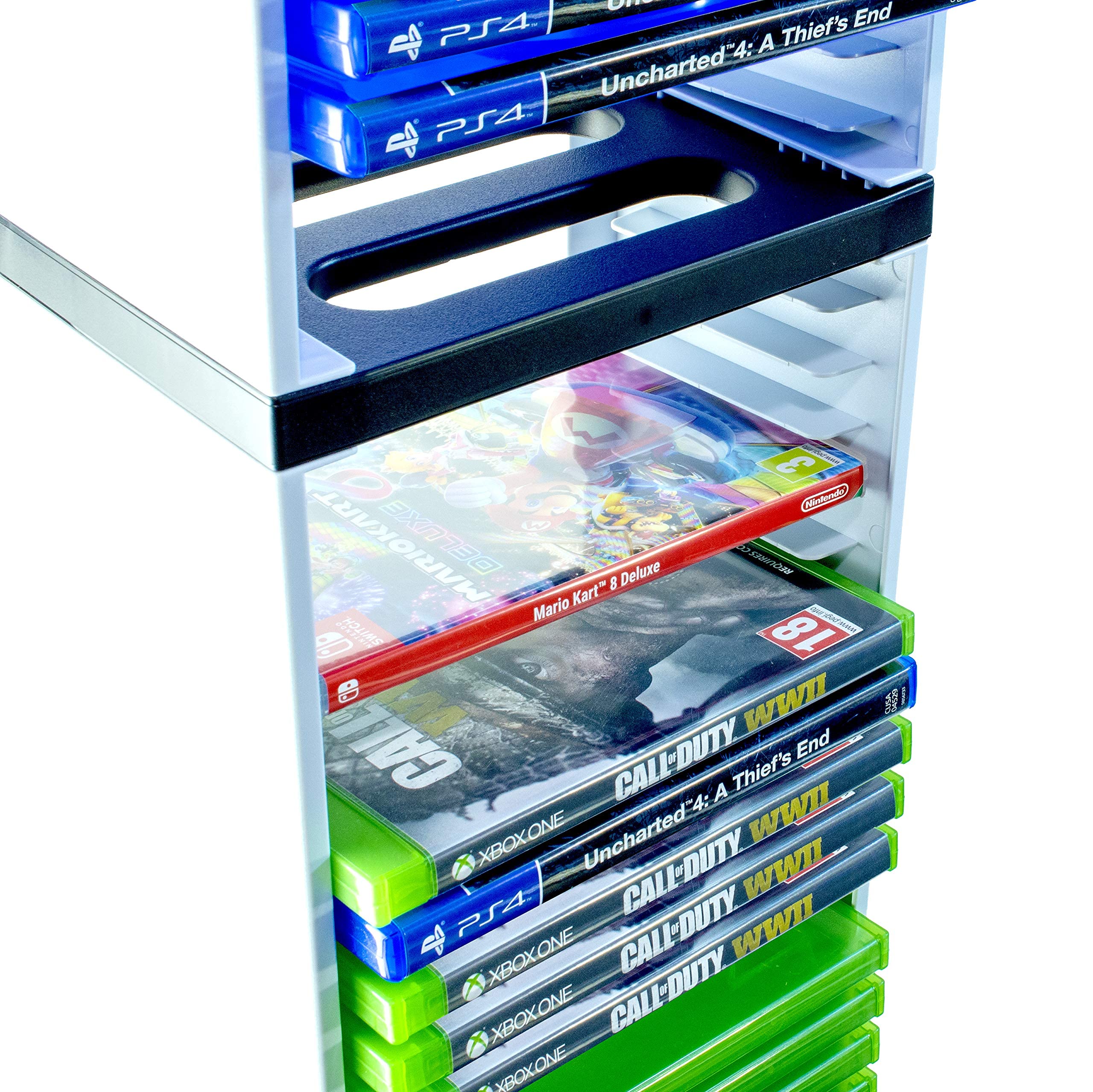 ADZ Universal Game Storage Tower 36 Disks Spielhalter Rack für PS4 PS5 Xbox One Xbox Series X/S Nintendo Switch Weiß