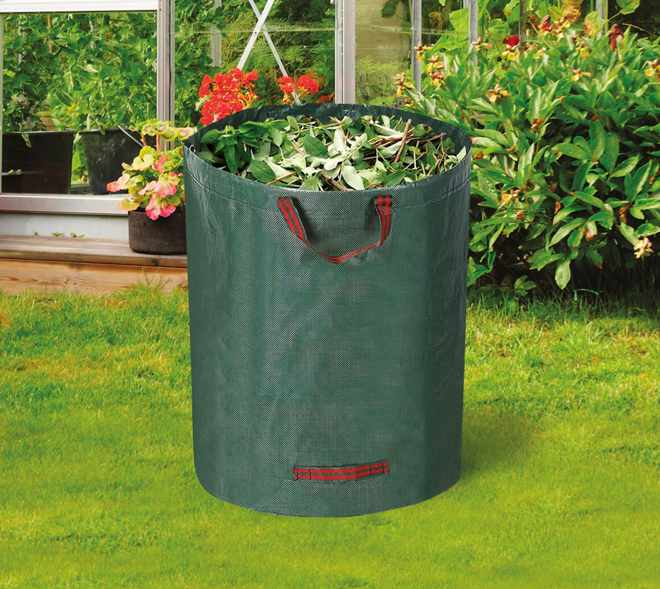 KAV Heavy Duty Garden Waste Bags - Large Garden Bag with Handles - Waterproof Rubbish Refuse Sacks - Pack of 3 (Green - 120L) - Image 4