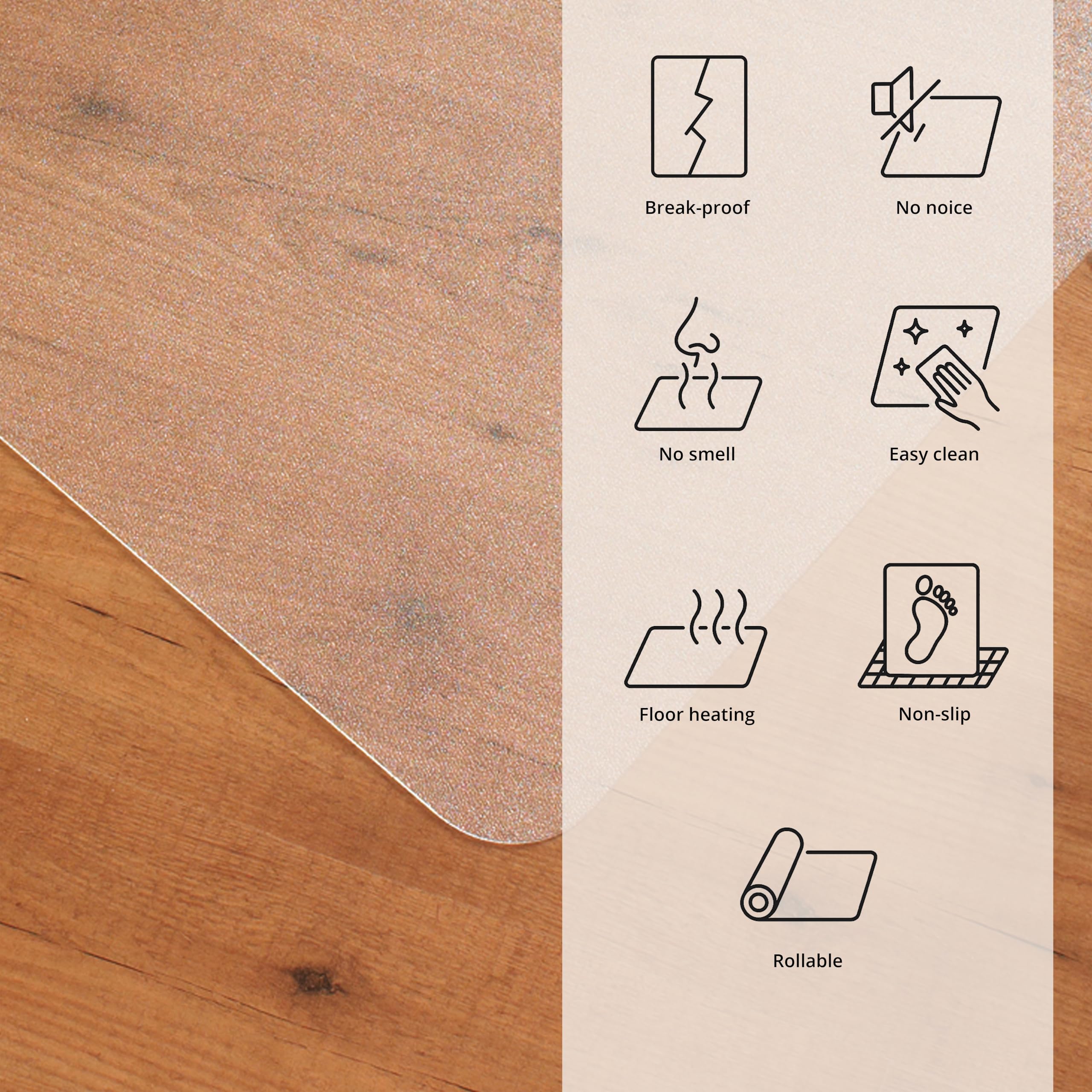 FLOORTEX Tapis de Protection du Sol 116 x 150 cm ULTIMAT II Tapis pour Chaise de Bureau antidérapant pour sols durs, Transparent, 100% Polycarbonate, Protection du Sol