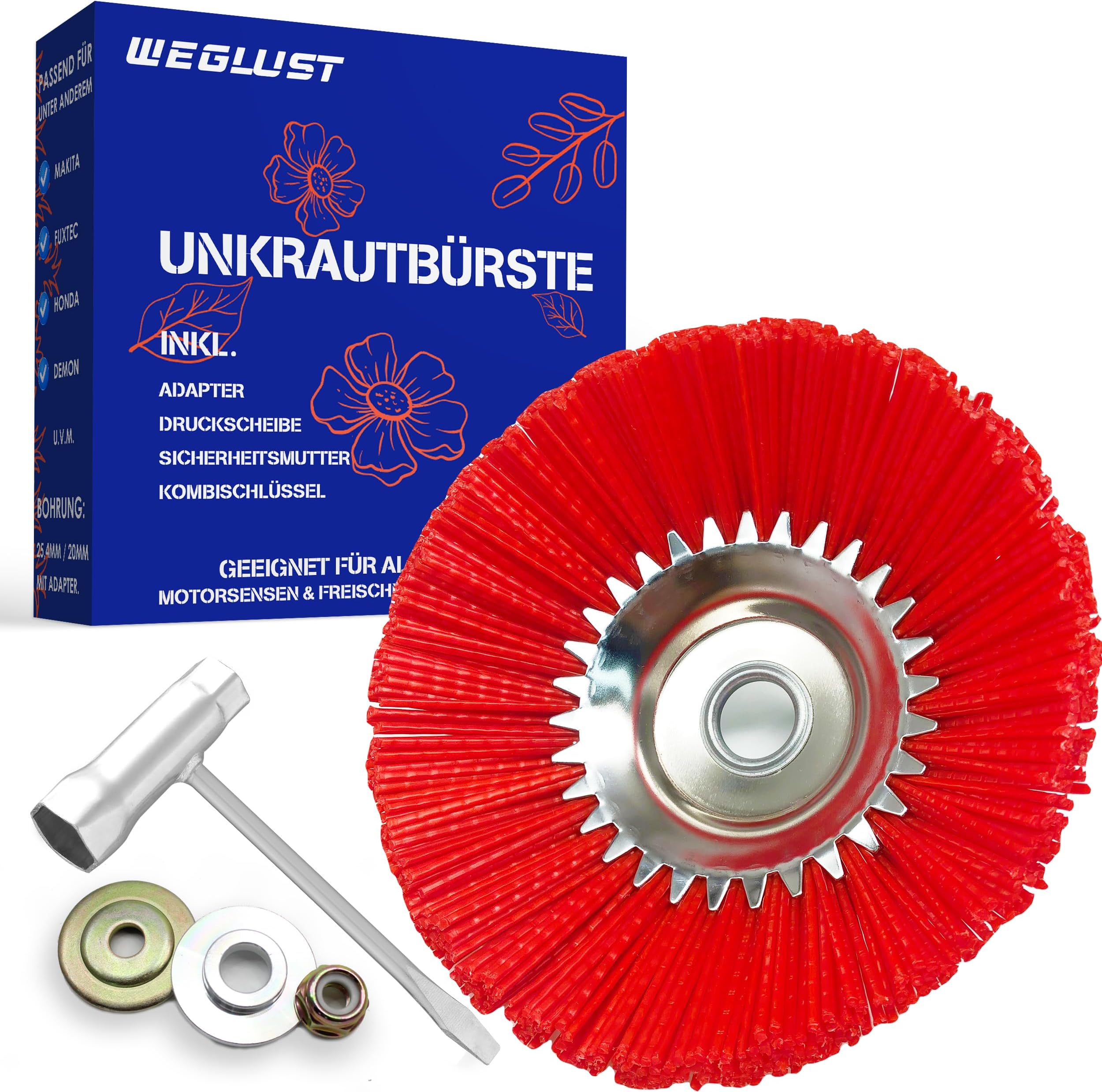 Profi Unkrautbürste Für Freischneider - 8 Zoll Stahlbürste Mit 25,4mm Bohrung Gegen Moos & Unkraut