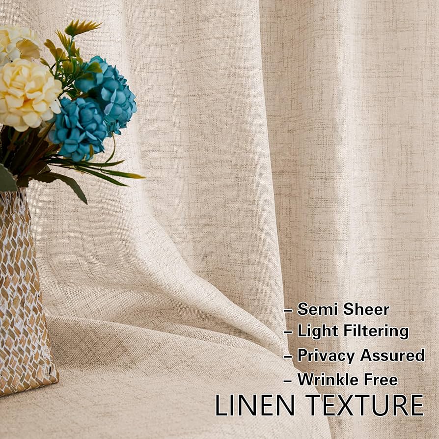 Amazon.com: DUKIYO Linen Beige Sheer Curtains for Kitchen