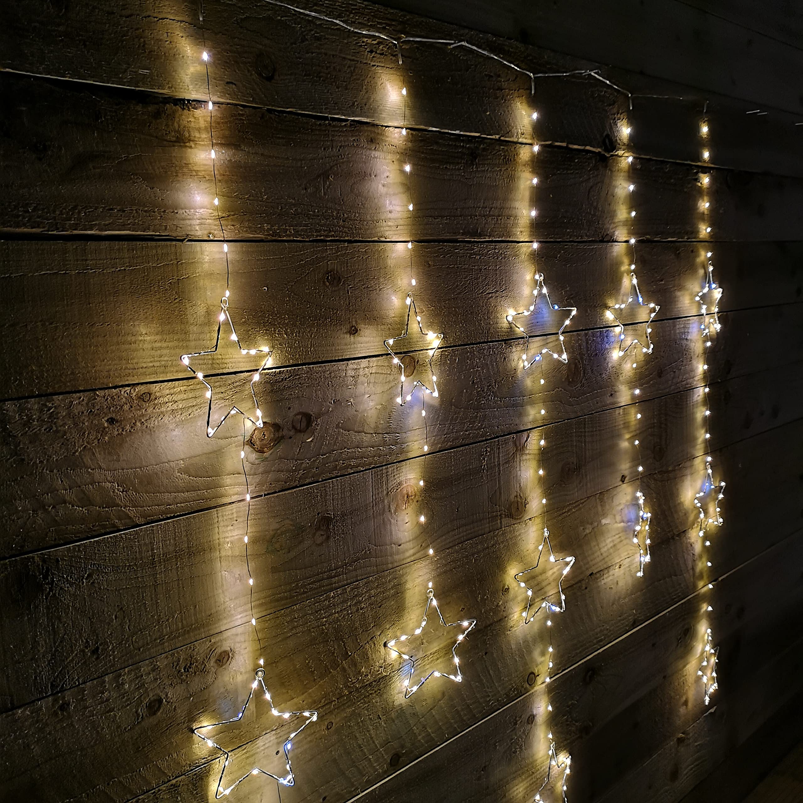 Premier 1,3 x 1,2 m 312 LED luci natalizie lampeggianti statiche stelle LED tenda in bianco mix