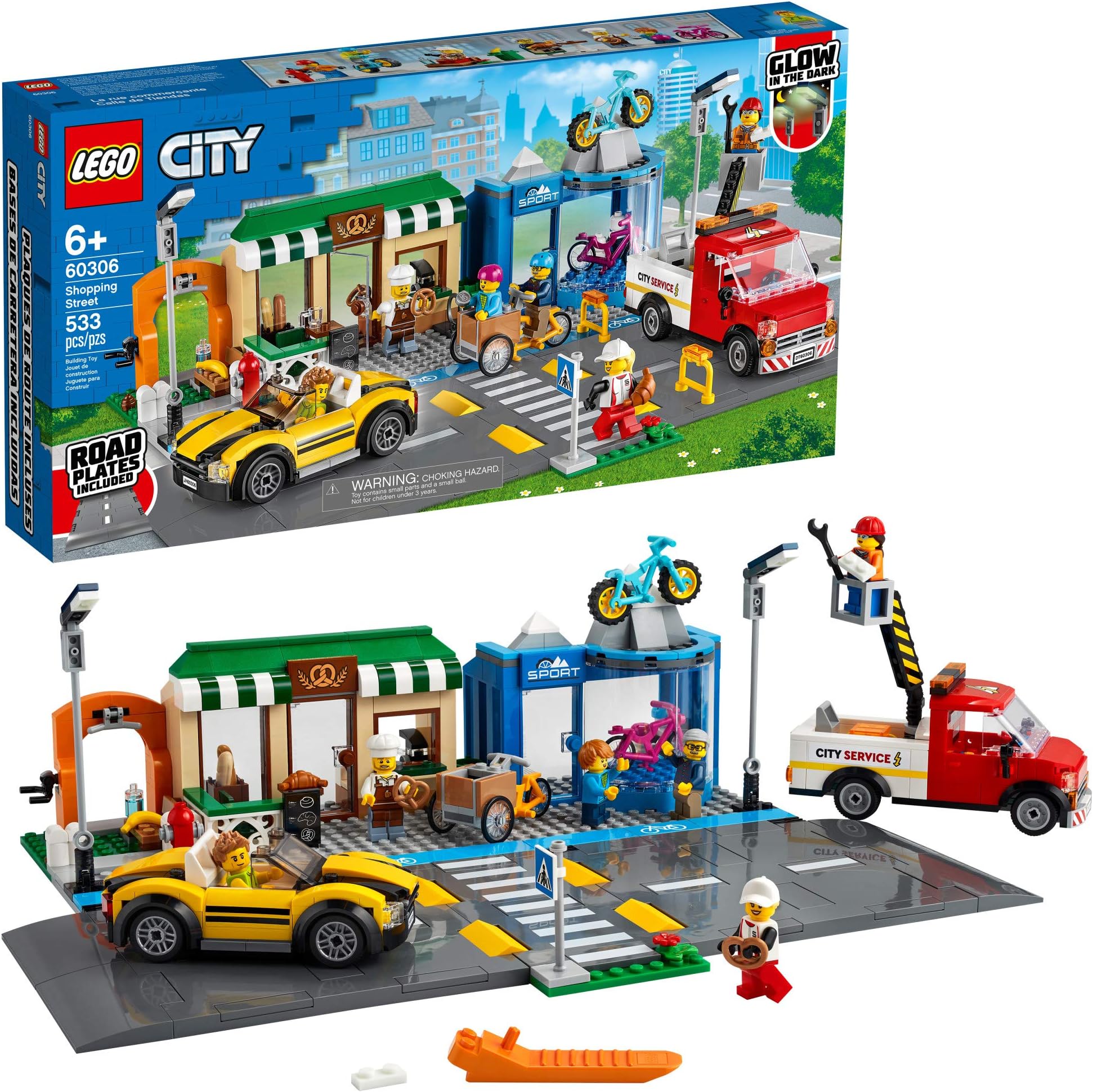 City Shopping Street 60306 Building Kit; Cool Building Toy for Kids, New 2021 (533 Pieces)