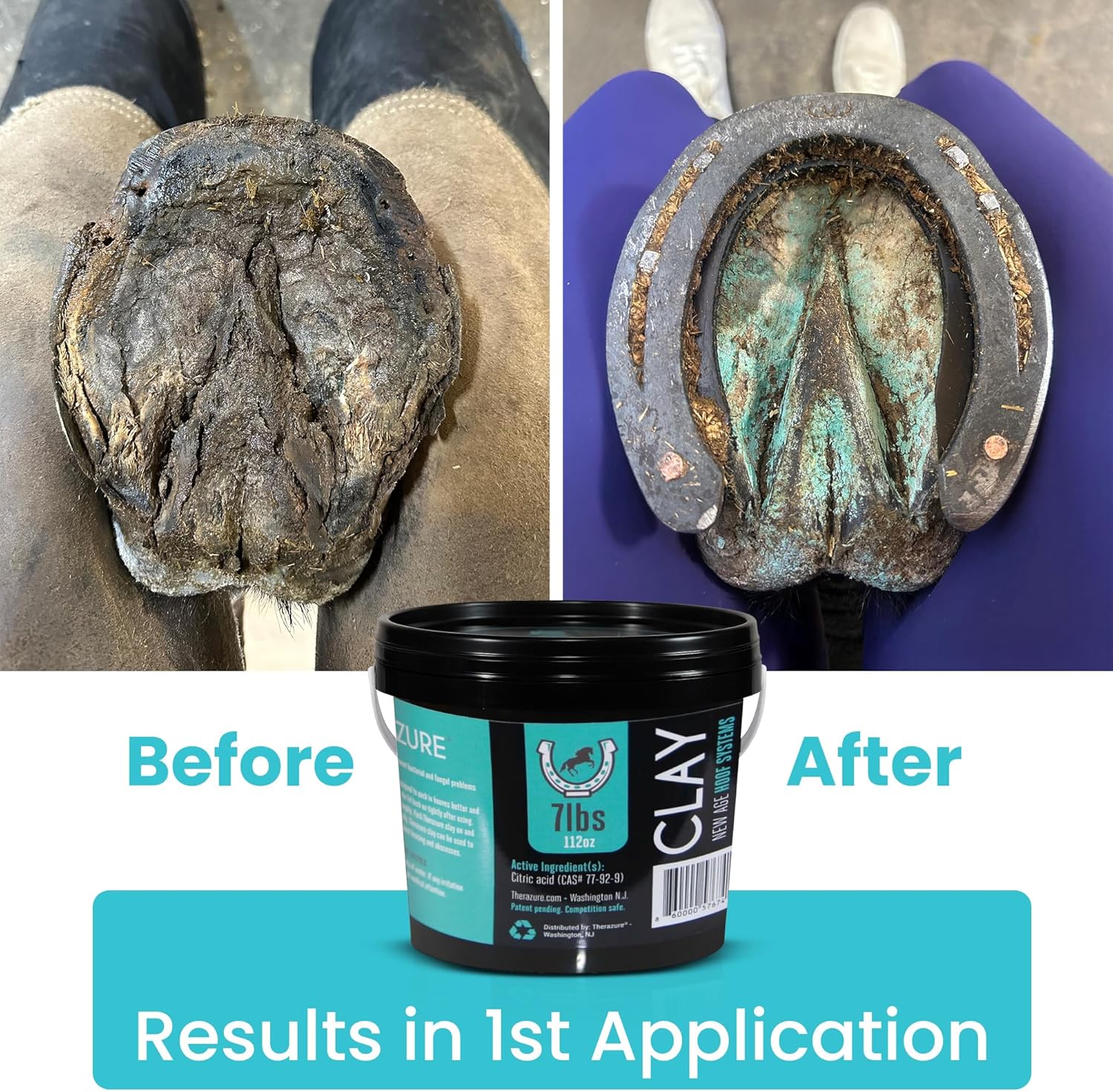 *New Heat Resistant Formula* Horse Hoof Thrush Treatment Clay and White Line Equine Care: Effective on Horses, Cows, Goats, Sheep, Pigs and All Hooved Animals-7lb Bucket