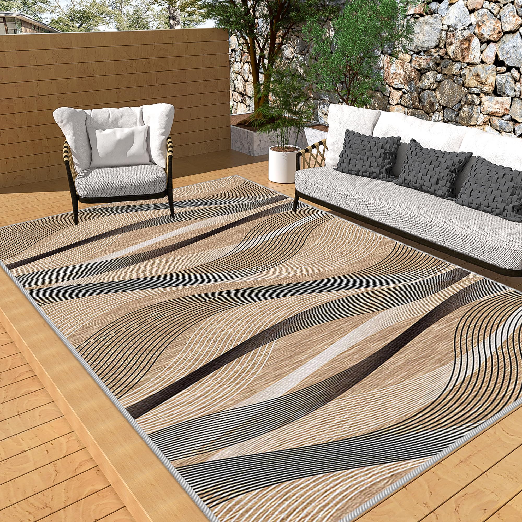 Tapis antidérapant lavable pour salle à manger et salon facile à nettoyer