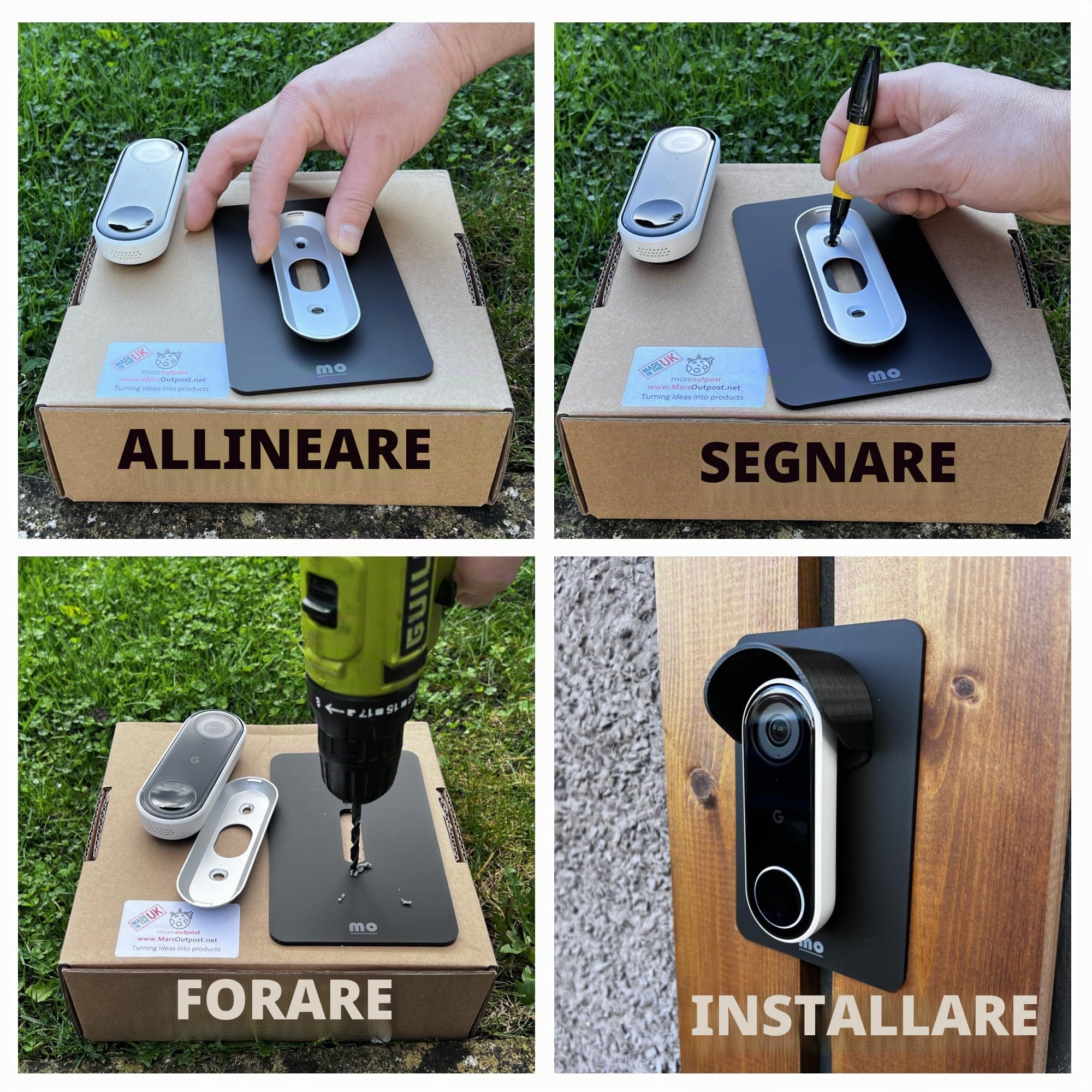 Pannello da parete sottile, elegante, non adesivo, compatibile con tutti i campanelli, finitura opaca, resistente plastica che si adatta tra il campanello e la parete, copre fori