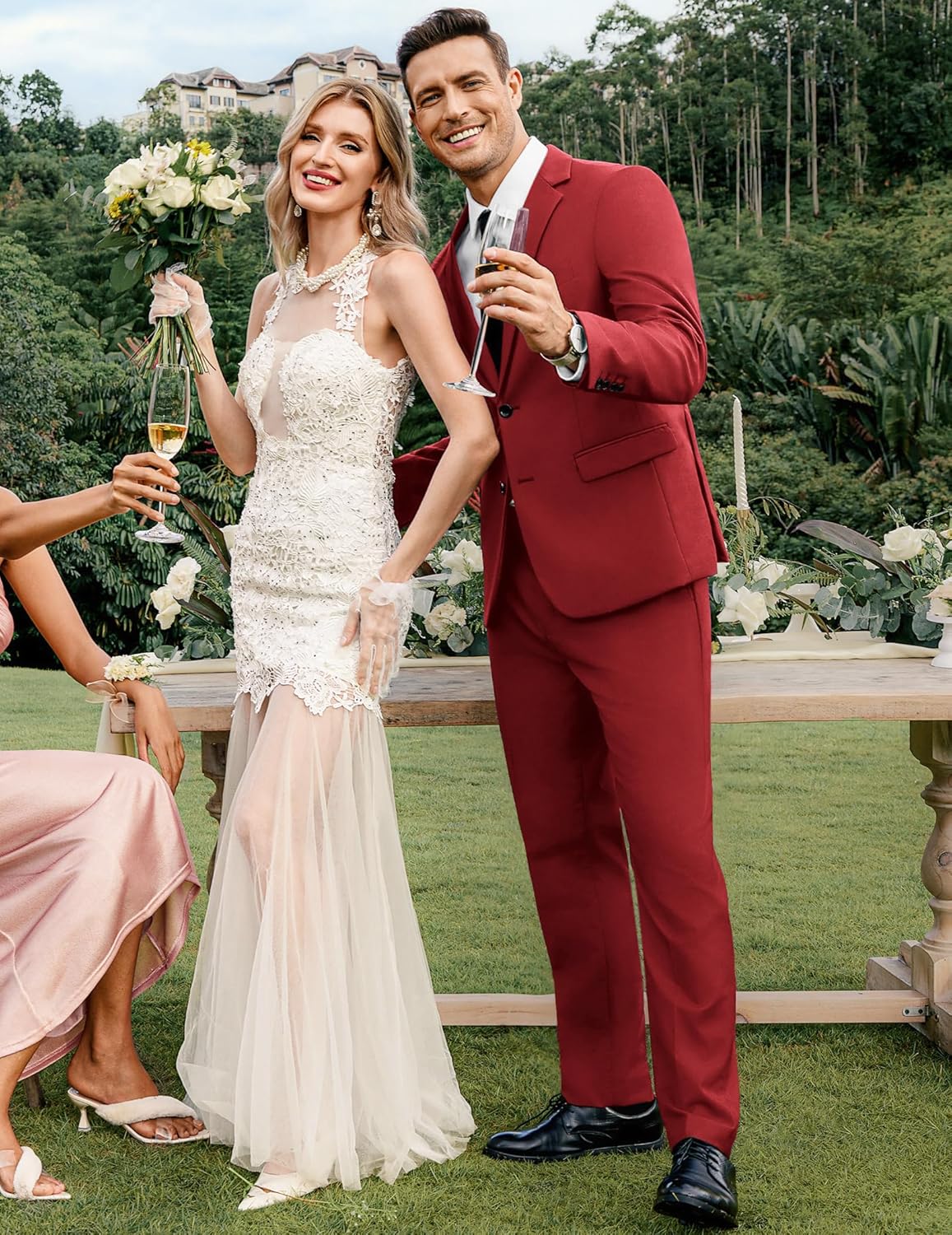 COOFANDY Men's 2 Piece Suits Classic Fit 2 Button Dress Suits Tuxedo Jacket Blazer for Wedding Business Dinner Prom - Image 5