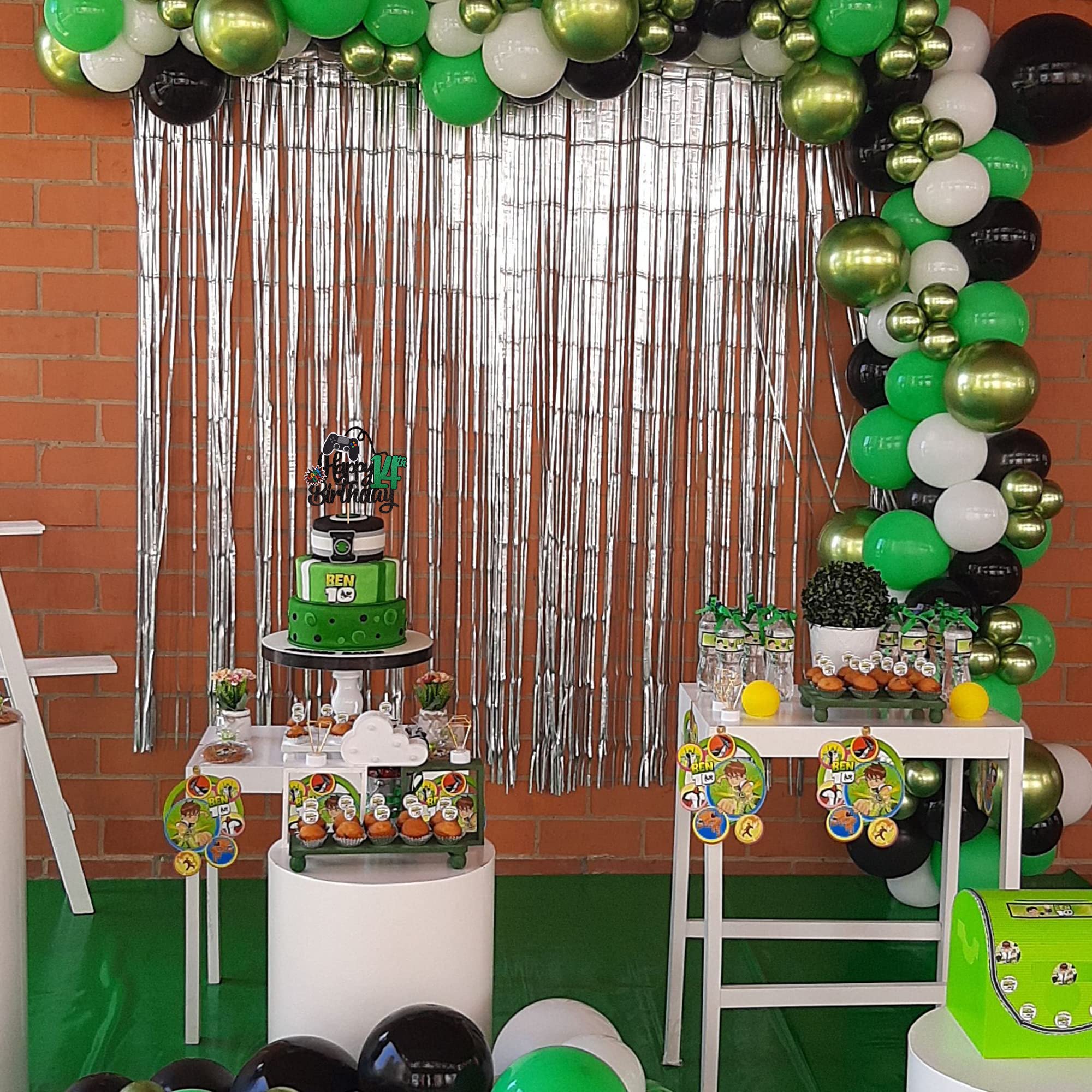 Happy 14th Birthday Cake Topper - Video Game "Game On" Theme With Controllers