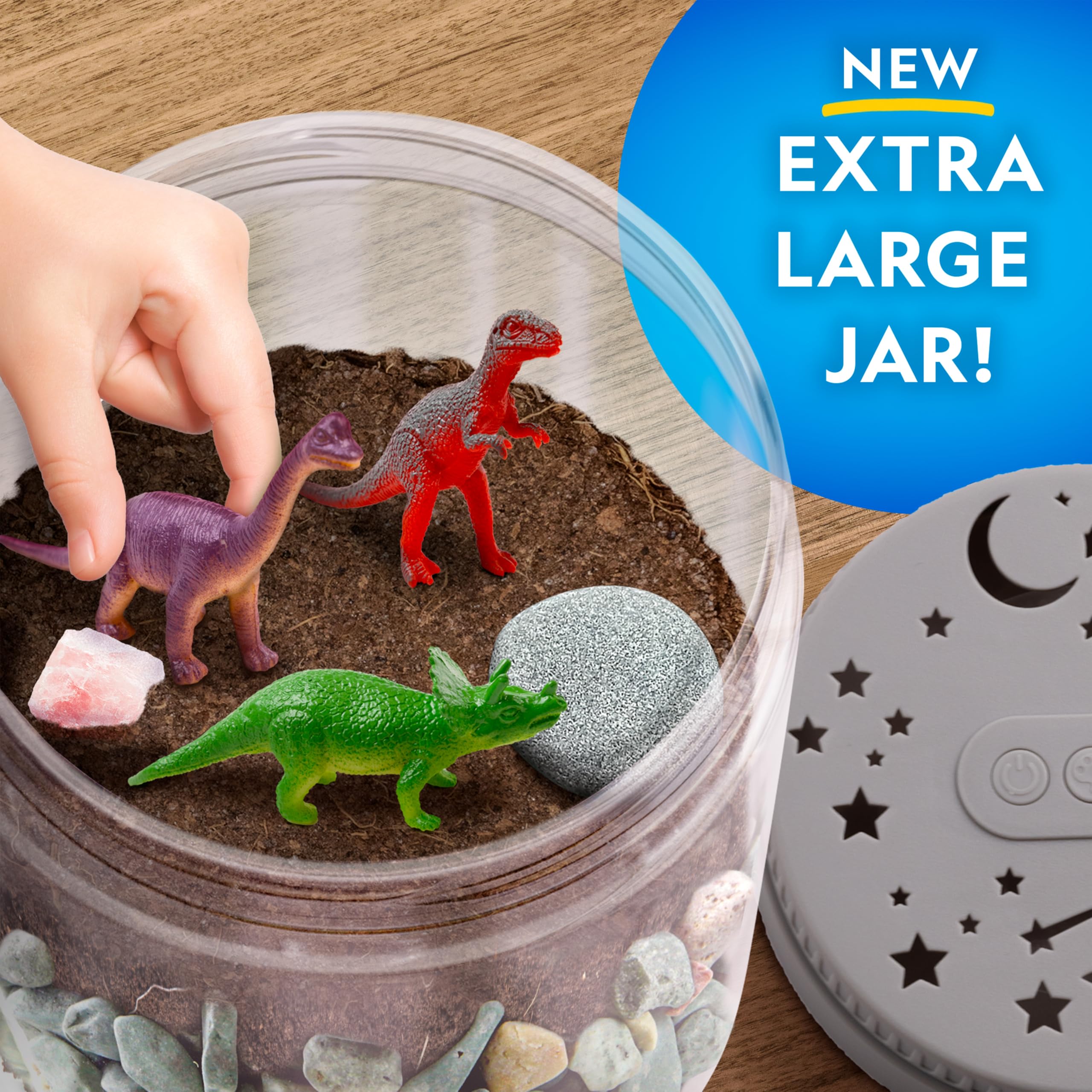 National Geographic Dinosaur Terrarium Kit for Kids, Multicolor Light Up Terrarium, Build a Dino Habitat with Real Plants - Image 4