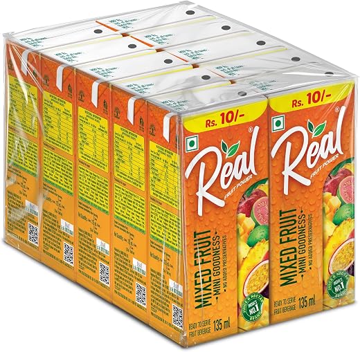 Real Mixed Fruit Juice- 135ml x 10 | Rich In Vitamin C | No Added Preservatives, Artificial Color &amp; Flavour | Goodness of ...