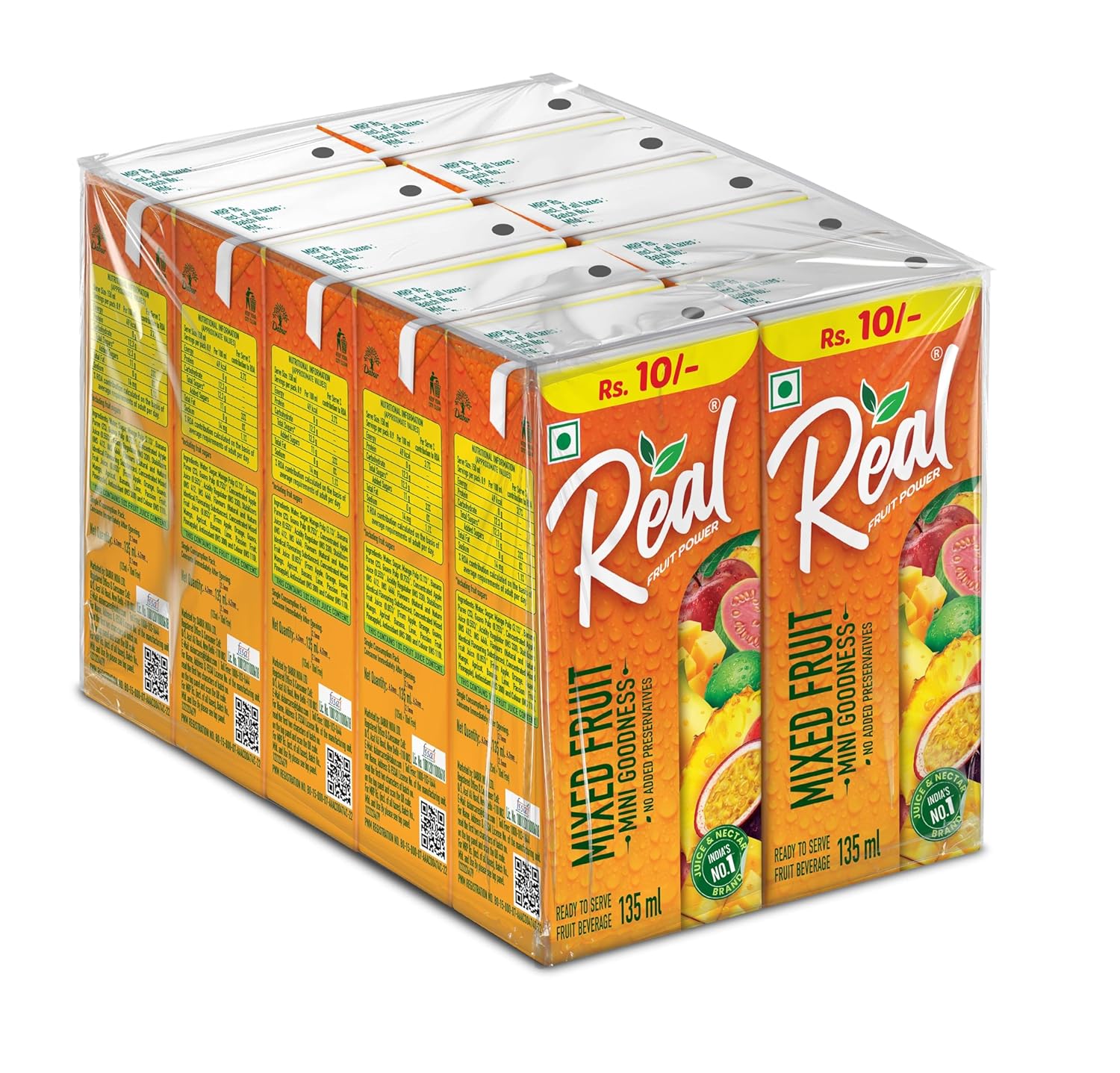 Real Mixed Fruit Juice- 135ml x 10 | Rich In Vitamin C | No Added Preservatives, Artificial Color & Flavour | Goodness of ...