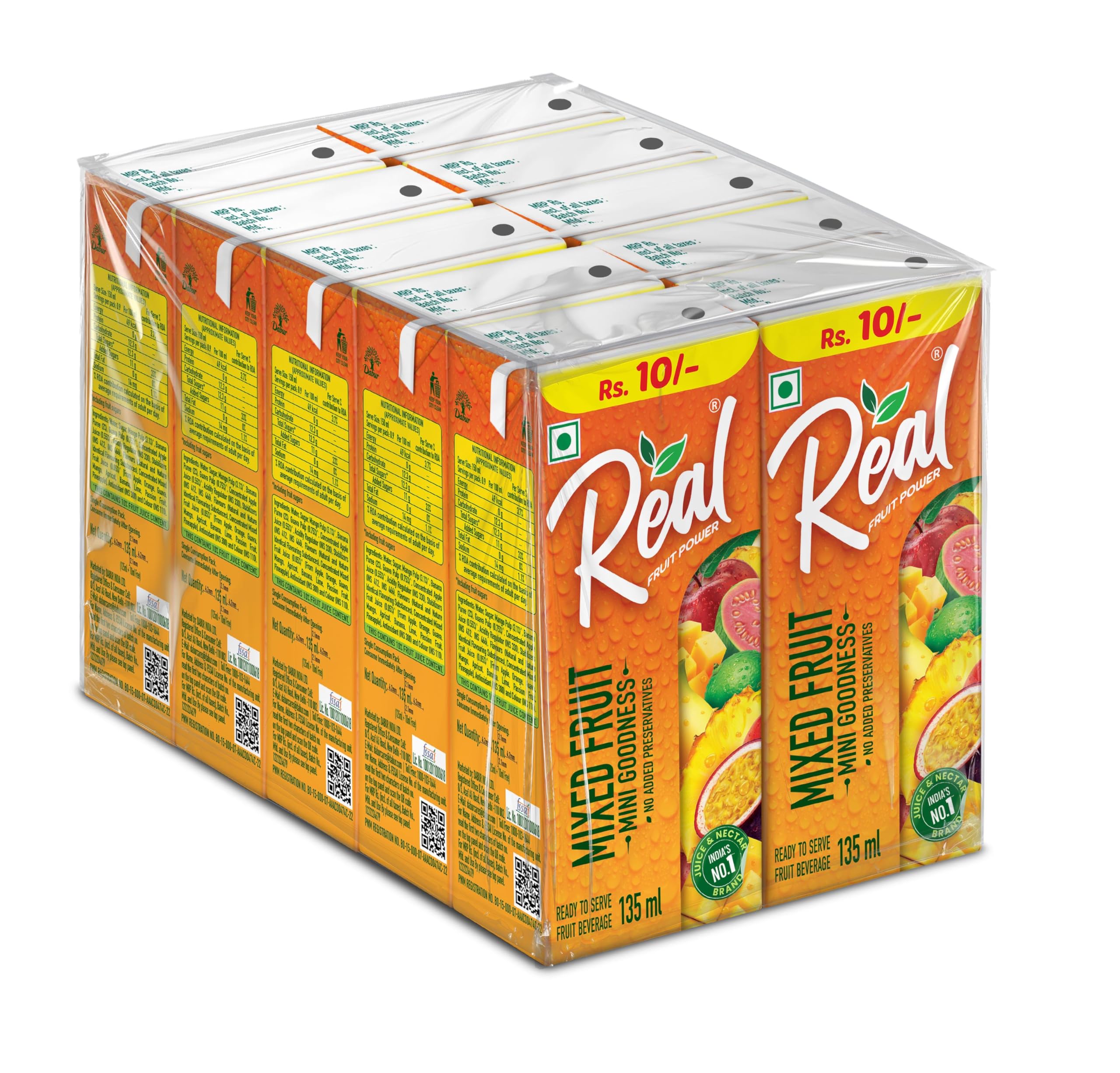 Real Mixed Fruit Juice- 135ml x 10 | Rich In Vitamin C | No Added