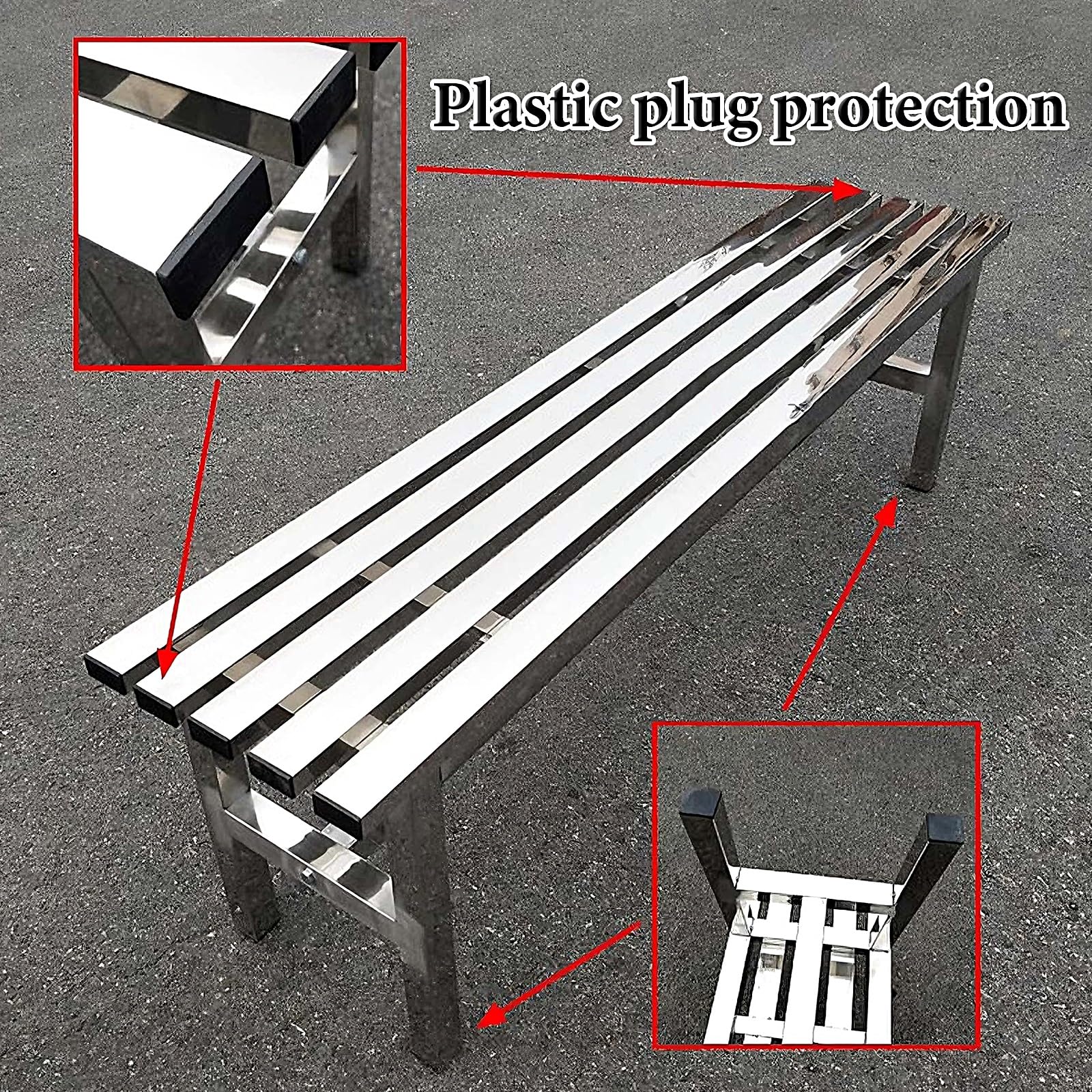 Banco Jardin Exterior Resistentes a la Intemperie Banco Terraza Acero Inoxidable 201/304 Capacidad de Carga: 300 Kg Mobiliario de Jardín para Porche Patio Balcón(304 Stainless Steel,120x35x45cm)