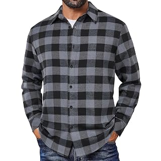 COOFANDY Camisas Masculinas de Flanela Manga Comprida