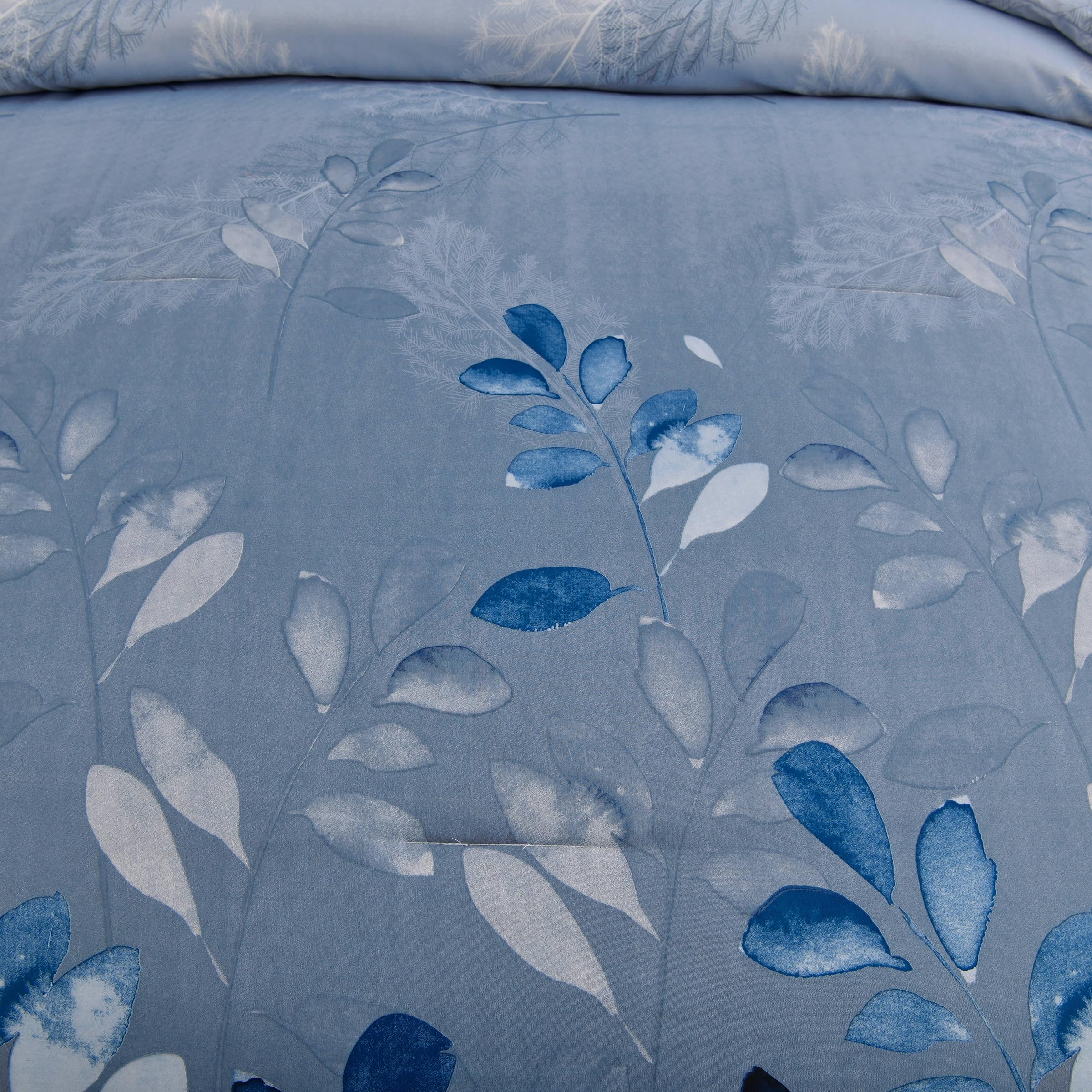 DJY Blue Comforter Set King, Navy Botanical Leaves Comforter for King