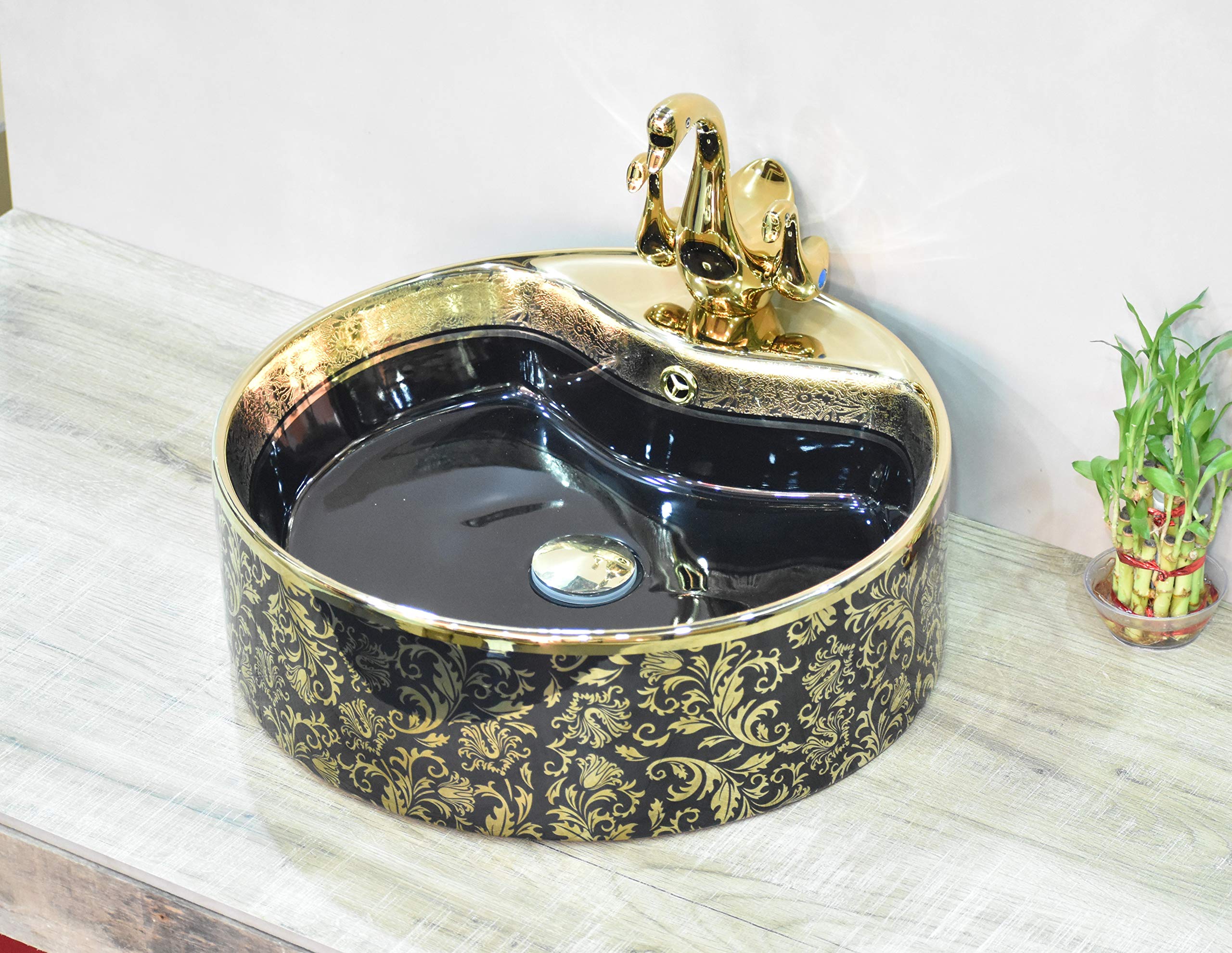 Lavabo rond en céramique noire InArt pour transformer votre bain