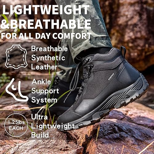 Miniatura 4 de Botas de senderismo para hombre impermeables ligeras transpirables antideslizantes para exteriores cómodas para el trabajo senderismo senderismo