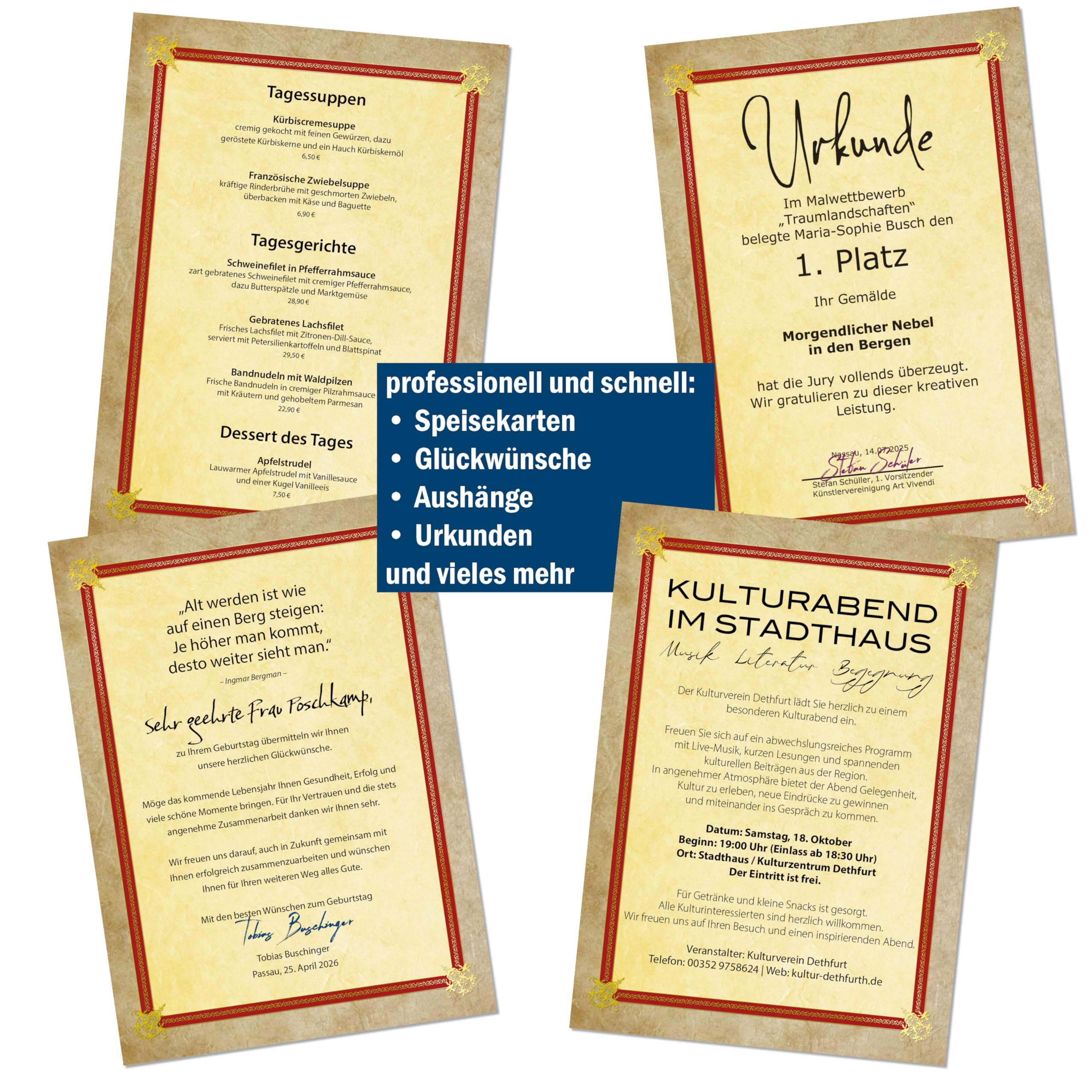 "success 10 feuilles de papier à lettres pour les certificats, les quotas u.v. m., 190 g/m² avec précision tel que sur la photo à titre
