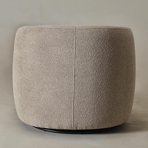 Miniatura 132 de KINWELL Juego de 2 sillas giratorias de barril Boucle de 34 pulgadas de ancho, sin montaje, sillones tapizados redondos, sillas decorativas, sofá