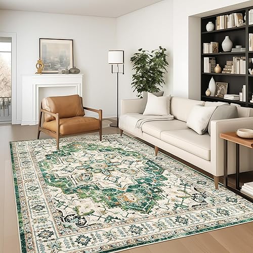 zesthome WashableRug - Alfombras de 5 x 7, resistentes a las manchas, para sala de estar, dormitorio, con parte trasera antideslizante, alfombra con