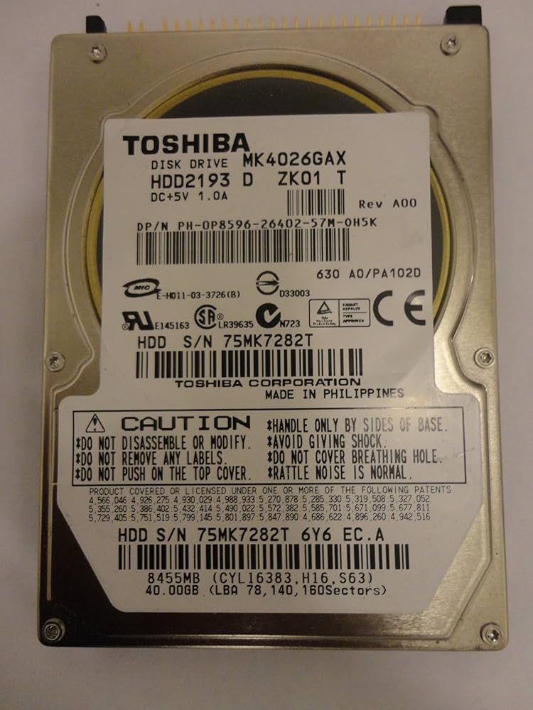 Amazon.com: TOSHIBA -HARD DRIVE - 40GB - INTERNAL -2.5 -ATA