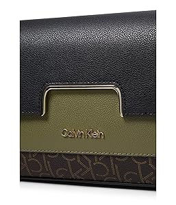   Finley Signature Crossbody カジュアル Calvin Klein Finley Signature Crossbody, Brown/Khaki/Black