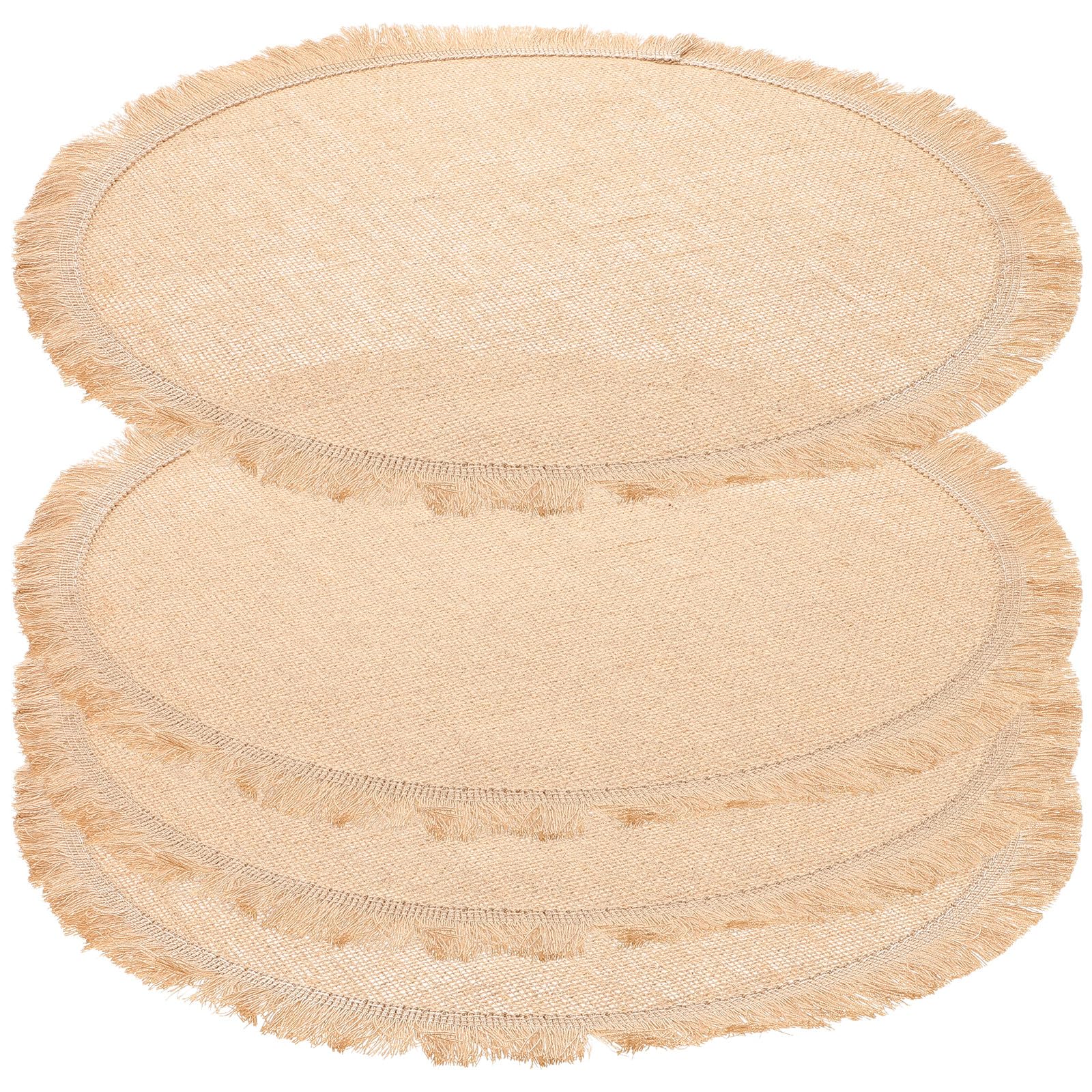 Ciieeo Tovagliette Rotonde in Iuta Intrecciata 8 Pezzi con Bordo in Pizzo, Sottoposate Rettangolari 37x40 Cm, Resistenti e Decorative per Cucina e Feste Stile Rustico