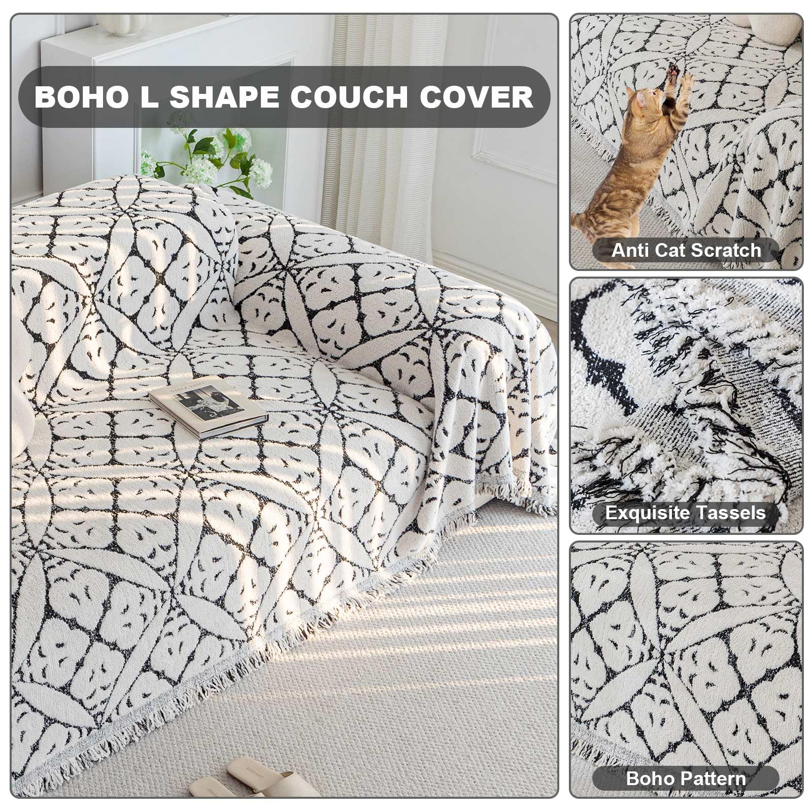 Couvre Canapé, Housse De Canapé 1 2 3 4 Places En Forme De L