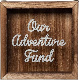 Genie Crafts Wooden Shadow Box Bank, Our Adventure Fund (7.1 x 1.8 Inches)