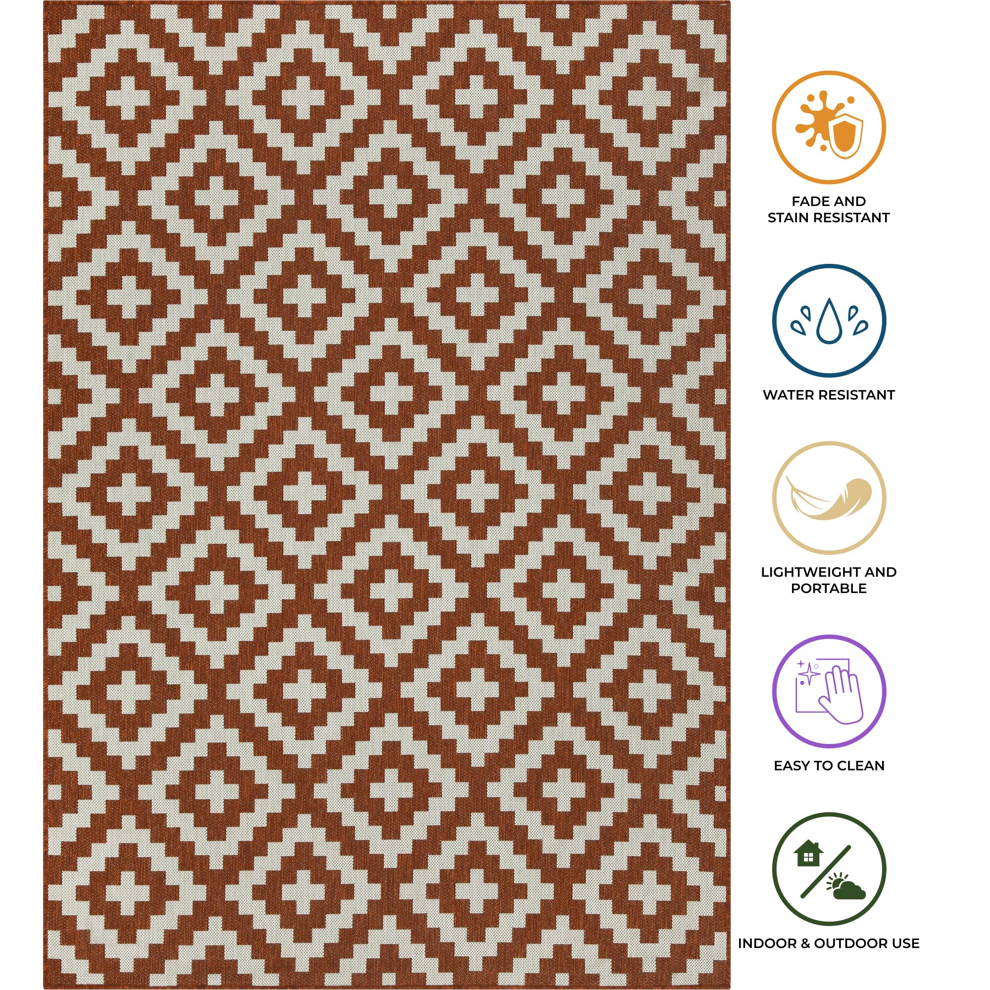 HomeArt Outdoor Rugs | Easy-Cleaning Indoor & Outdoor Area Rugs for Porch, Deck, Balcony, Garden, Picnic, Kitchen, Hallway | UV & Weather-Resistant Large Patio Rug Mats | Anthracite Cream 200 x 290 cm — view 171