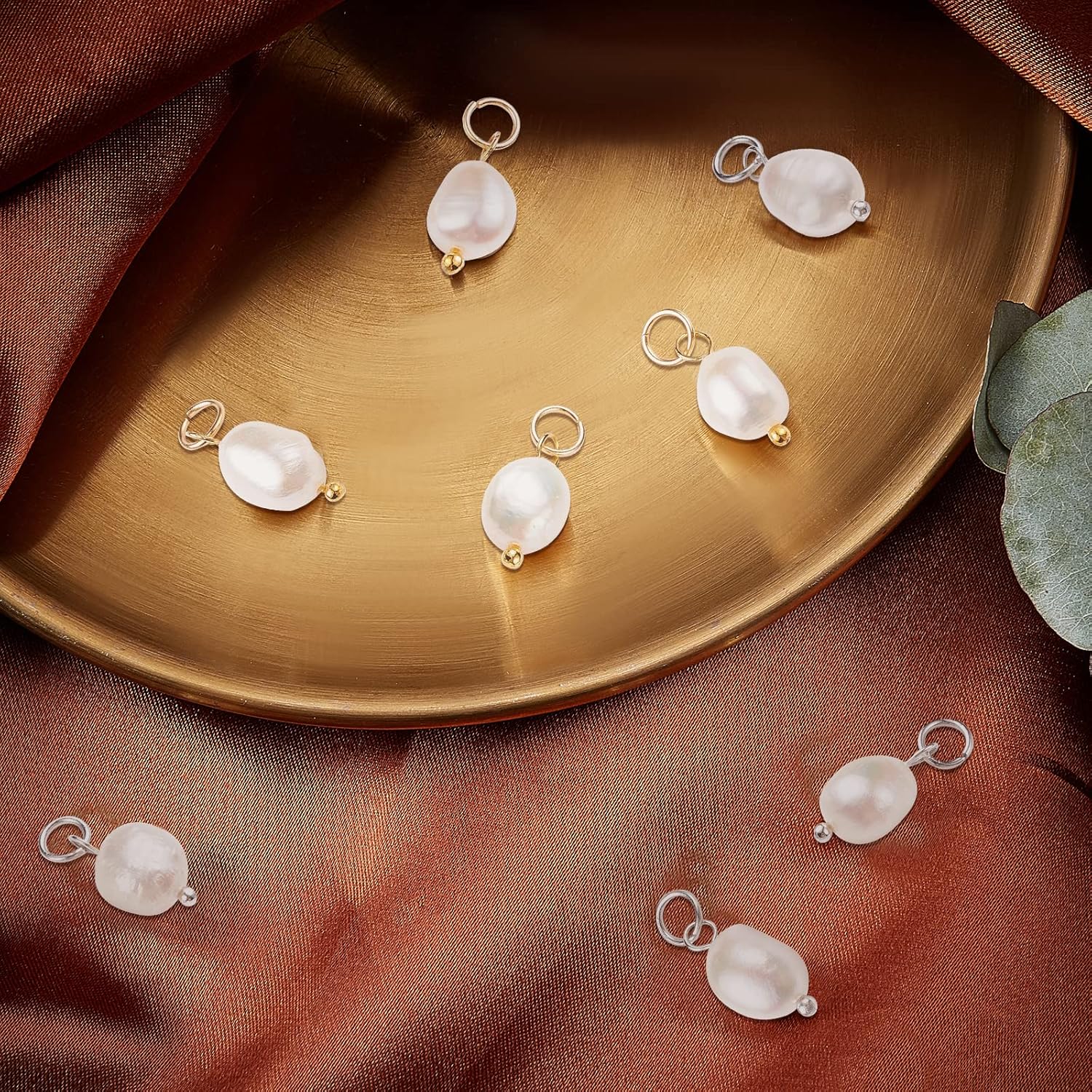 PH PandaHall 10pcs PandaHall Pearl Pendant Charms, Freshwater Pearls Dangles White Natural Pearl Beads Irregular Pear Charms with 3mm Metal Hoop for DIY Earrings Bracelets Necklaces Jewelry Crafts Making - Image 4