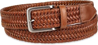 Tommy Bahama Men's Braided Leather Belt, Fully Adjustable Stretch Comfort Design for Relaxed, Everyday Style