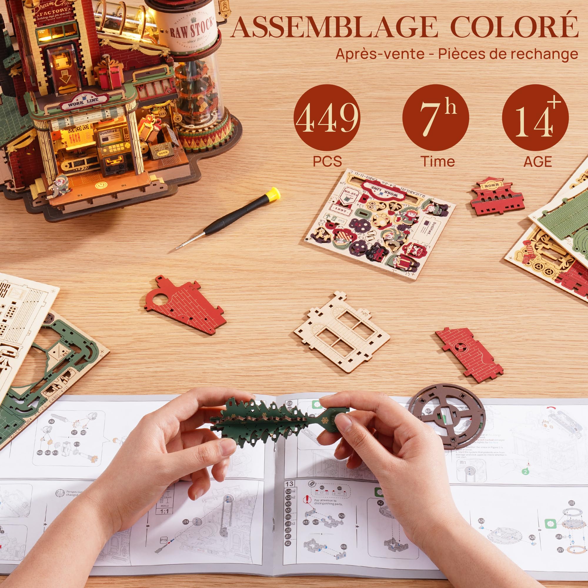 ROKR Puzzle 3D Bois Maquette en Bois a Construire, Fabrique de Cadeaux de Puzzles Mécaniques 3D, Kits de Modèles Musicaux à Construire pour Adultes, Dream Gift Factory, EAB01