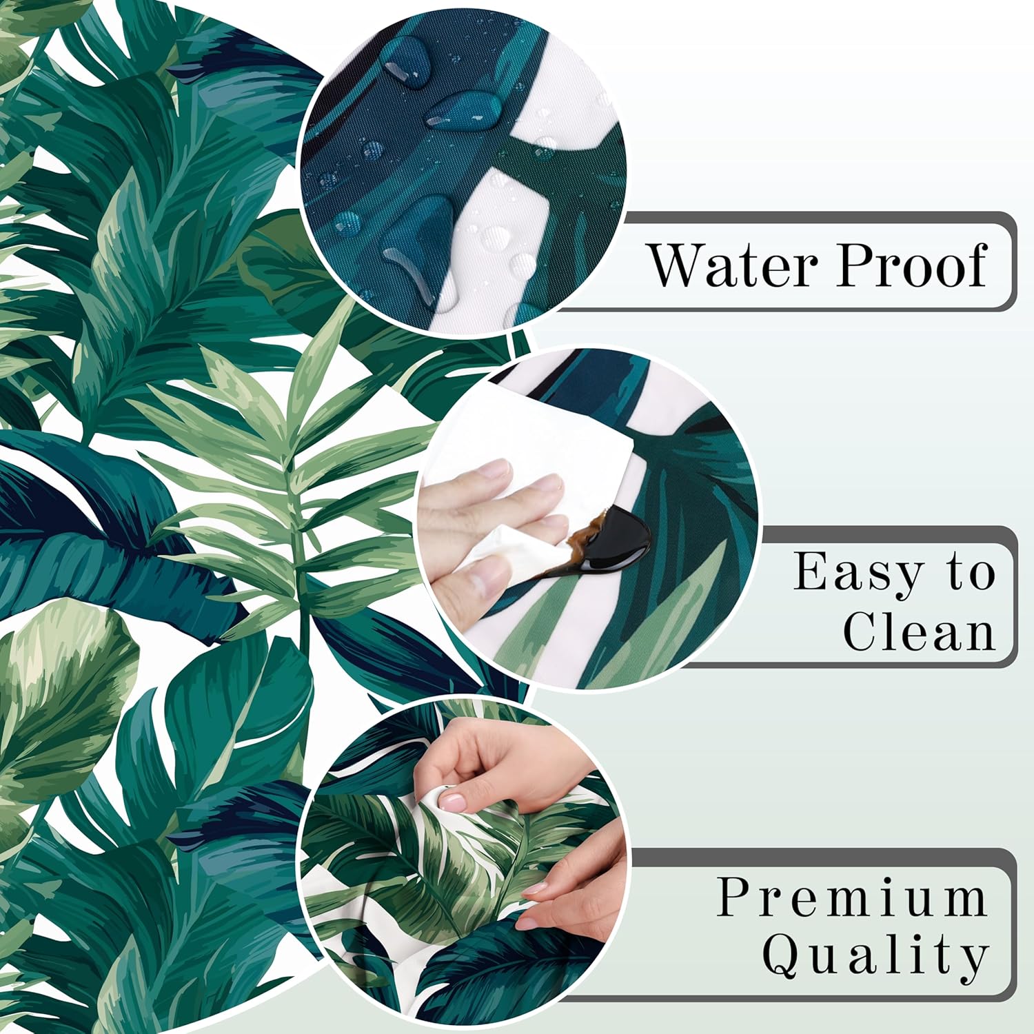 Round Outdoor Tablecloth with Umbrella Hole Zippered Fitted Tablecloth with Elastic Palm Leaves Table Cloth Cover for Picnic Party Patio Fits 44-48" Diameter Round Tables