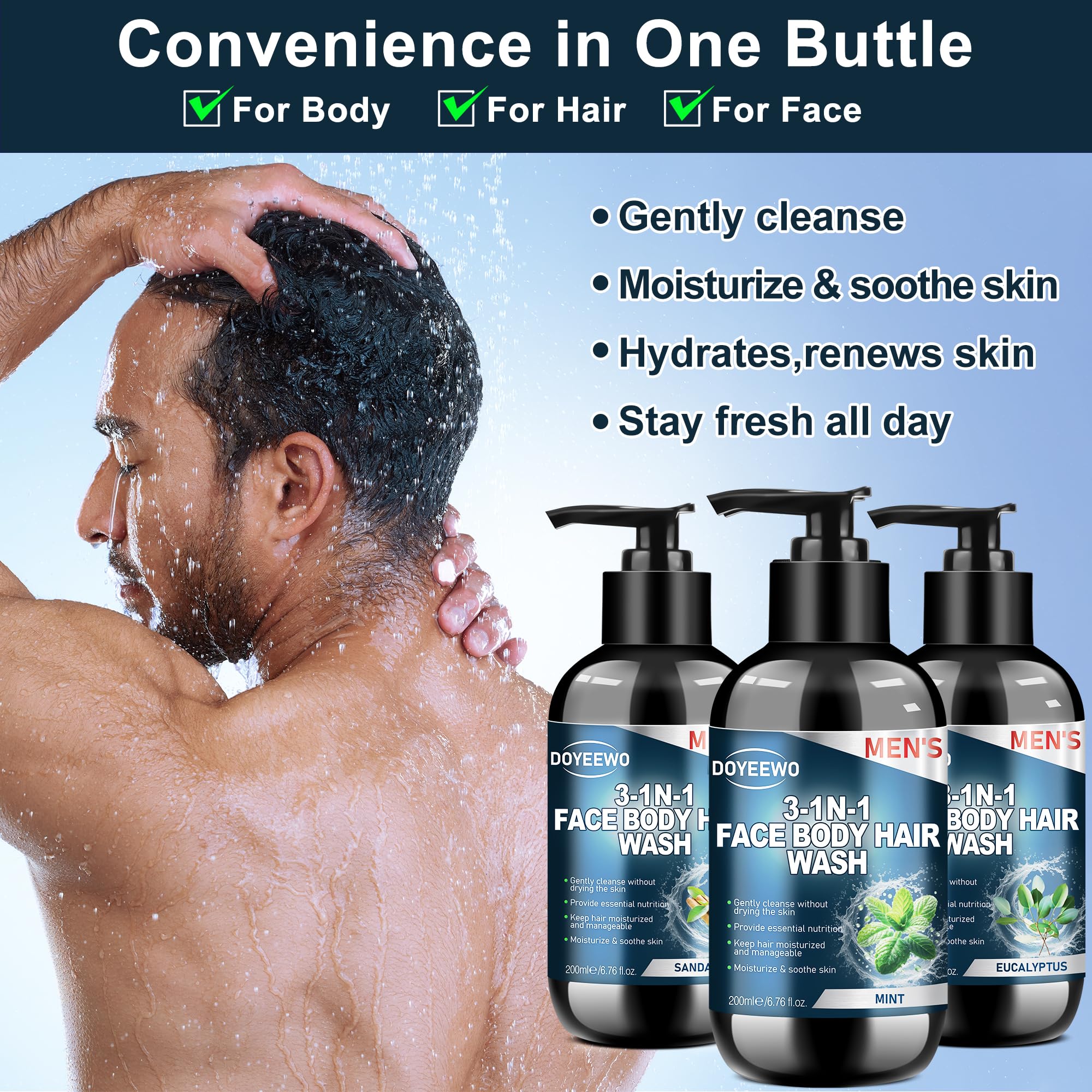 Gifts for Men, Mens Body Wash Bath Gift Set, Cleanses, Hydrates, Nourishes Skin,Christmas Gift Baskets Self Care Package Stocking Stuffers Birthday Valentines Gifts for Men Him Boyfriend Husband Dad