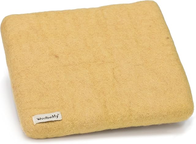 Woolbuddy Needle Felting Pad Large, Handmade Zero Waste Woolen Needle Felting Mat, Dense Regular Needle Felting Base, Needle Felting Supplies (Yellow)