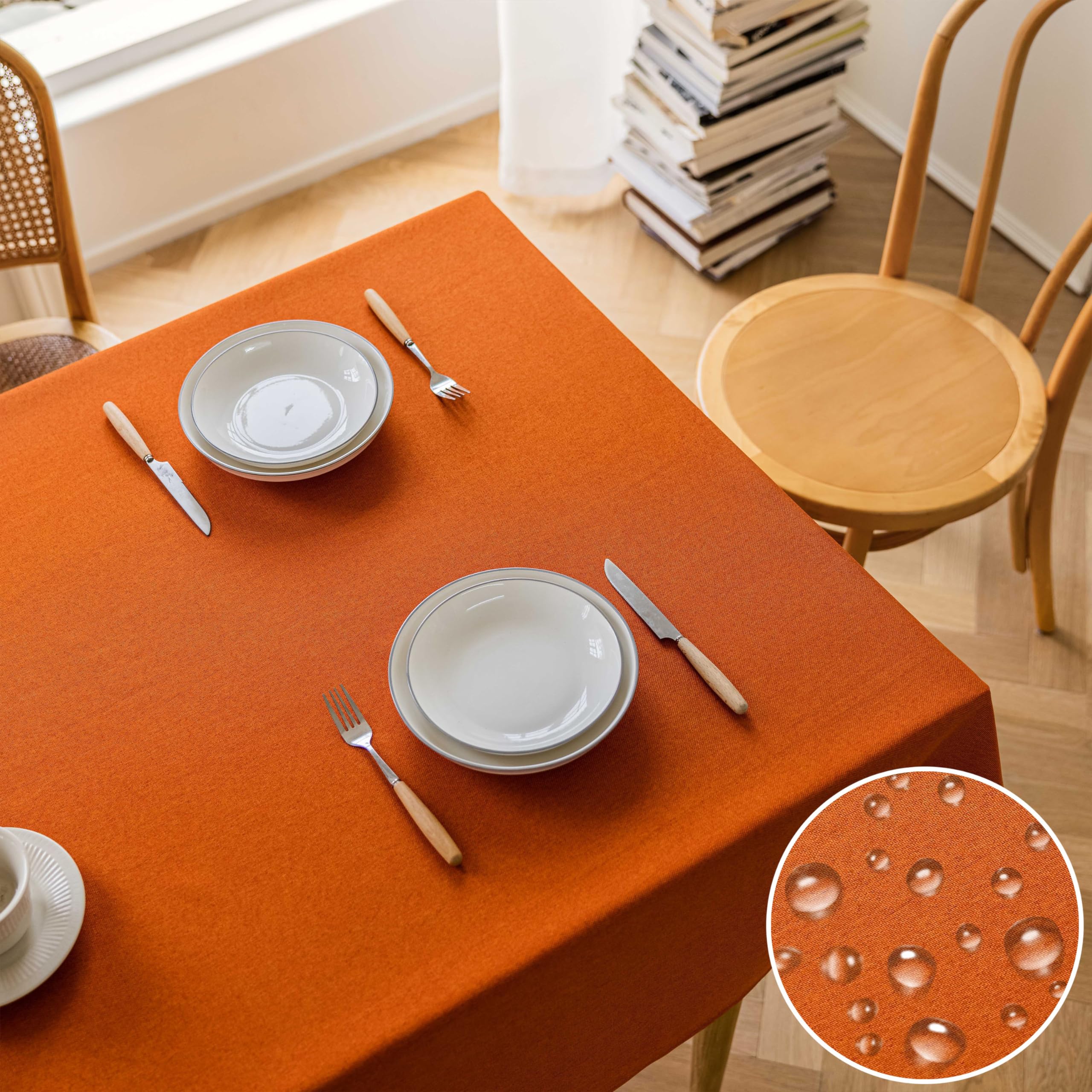 Nappe orange imperméable 140x218 cm pour protéger votre table des taches et de la chaleur